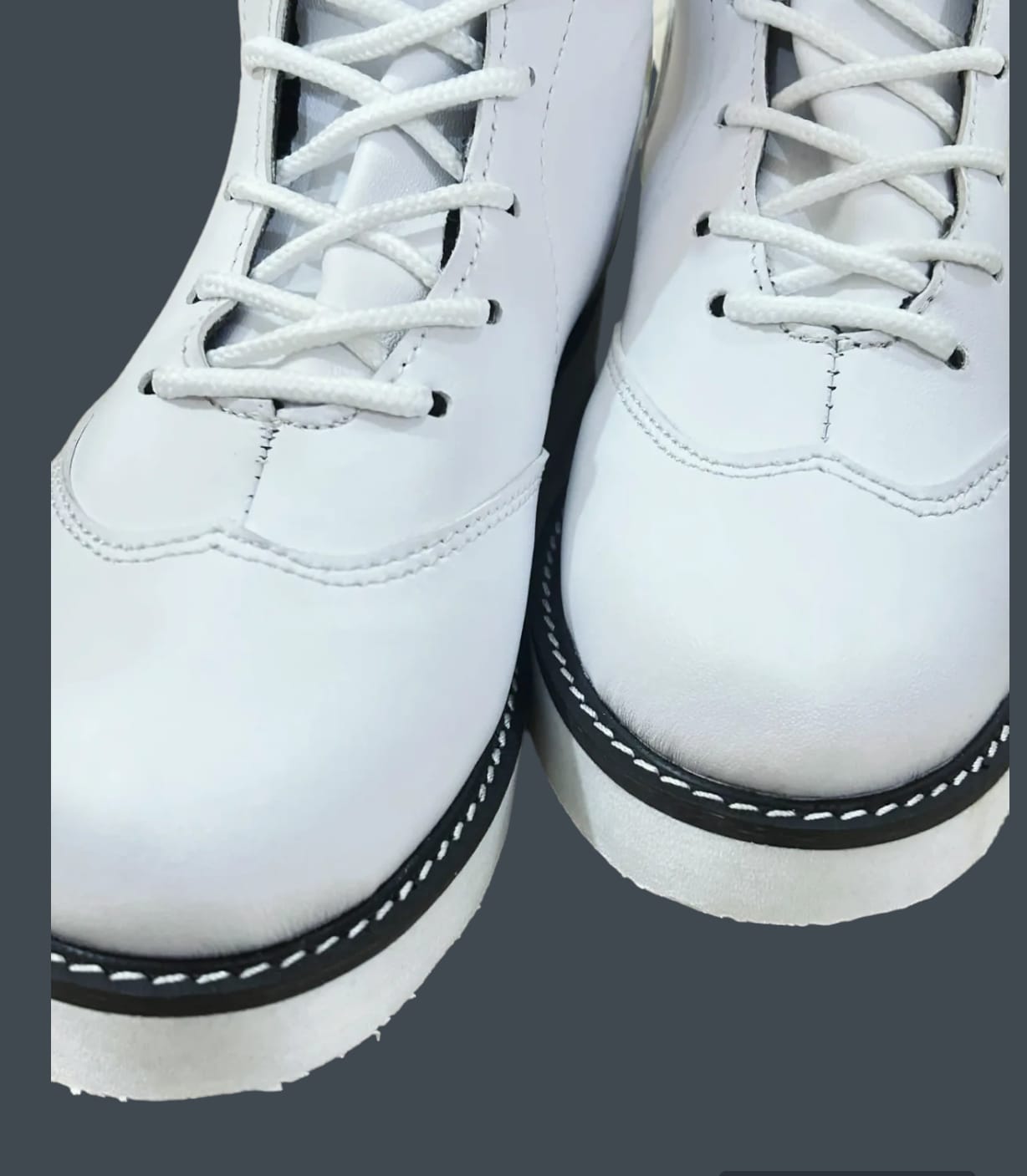 Pro Wrestling Long White Boots, Handmade, 100% Original Leather, Lace-up style, Customizable