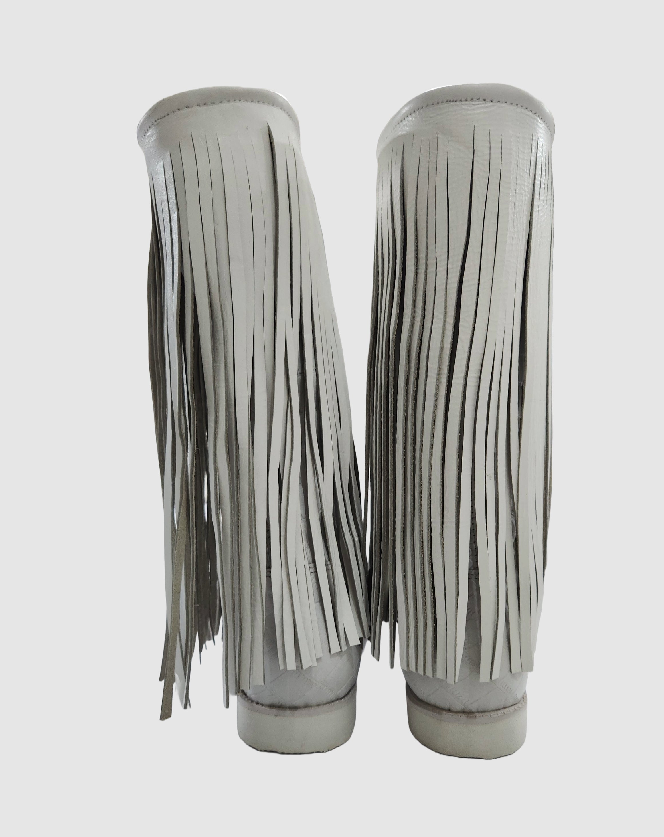 Professionele Stoeistewels met lang Leerfranjes, Handgemaak, 100% Oorspronklike Leer