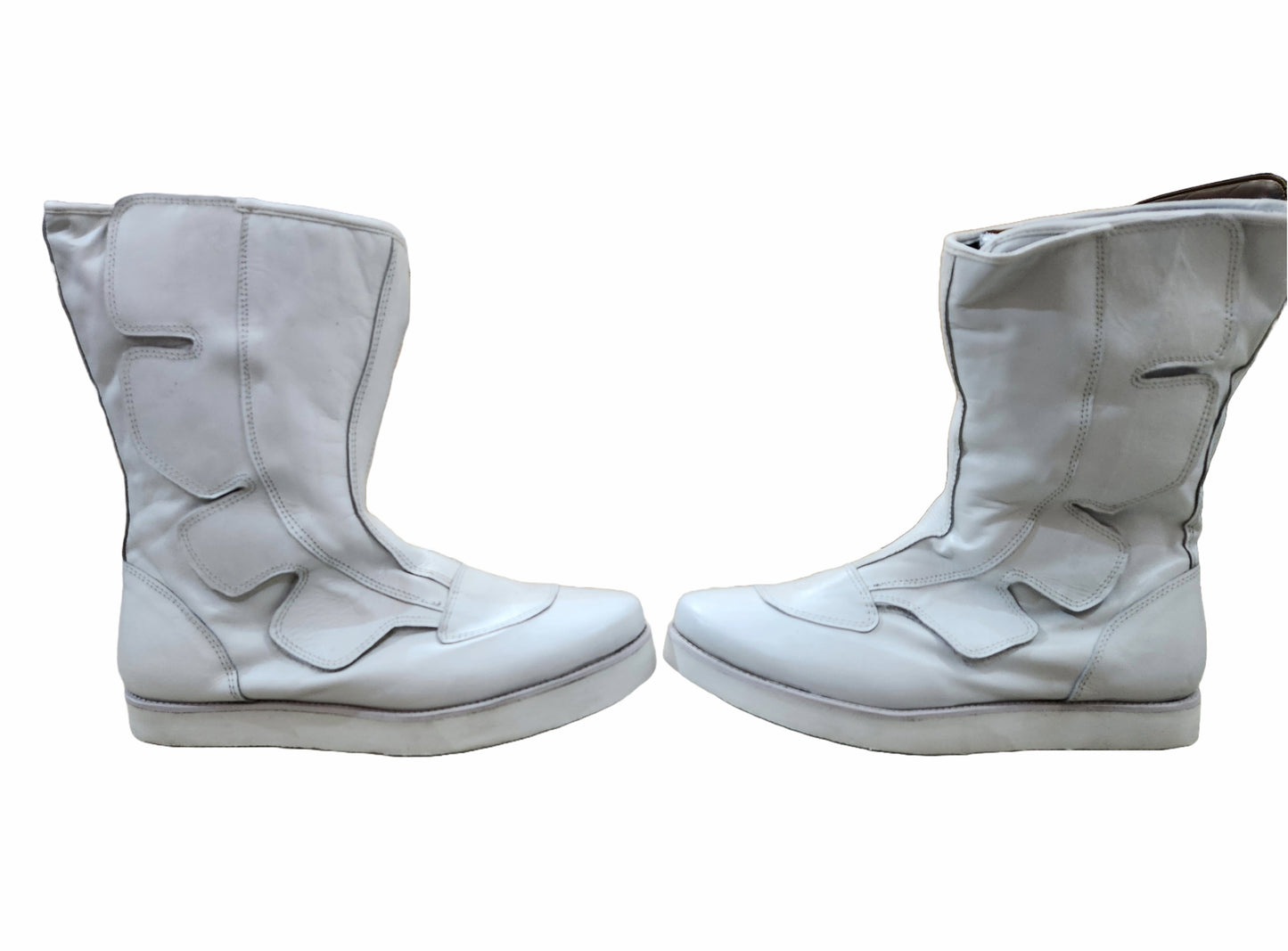Wrestling Long Boots, Handmade, 100% Original Leather, Hook and Loop style, white ,  Customizable colors