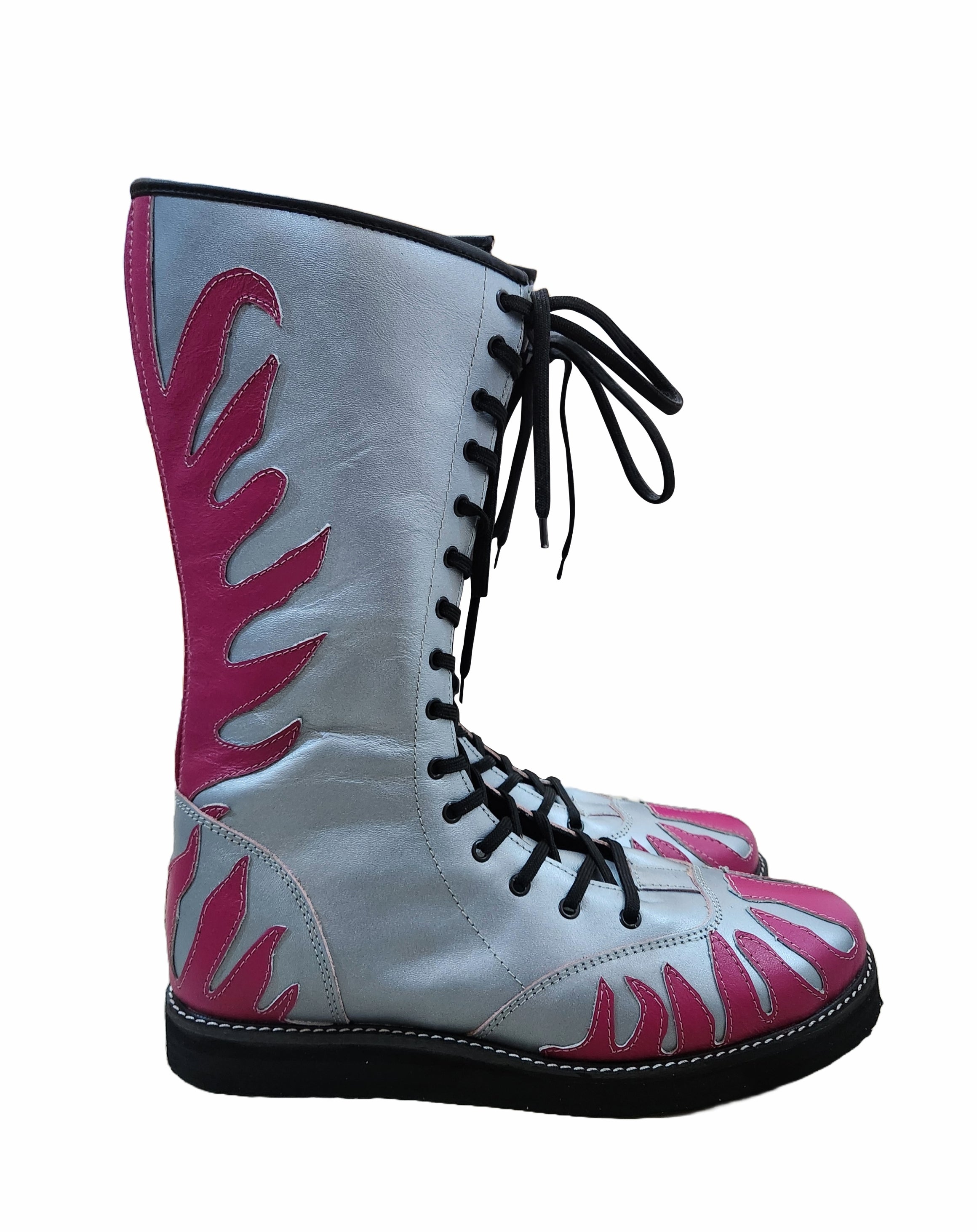 Professionele Stoeistewels, Handgemaak, 100% Oorspronklike Leer, Helderpienk Vuurstyl, Aanpasbare kleure