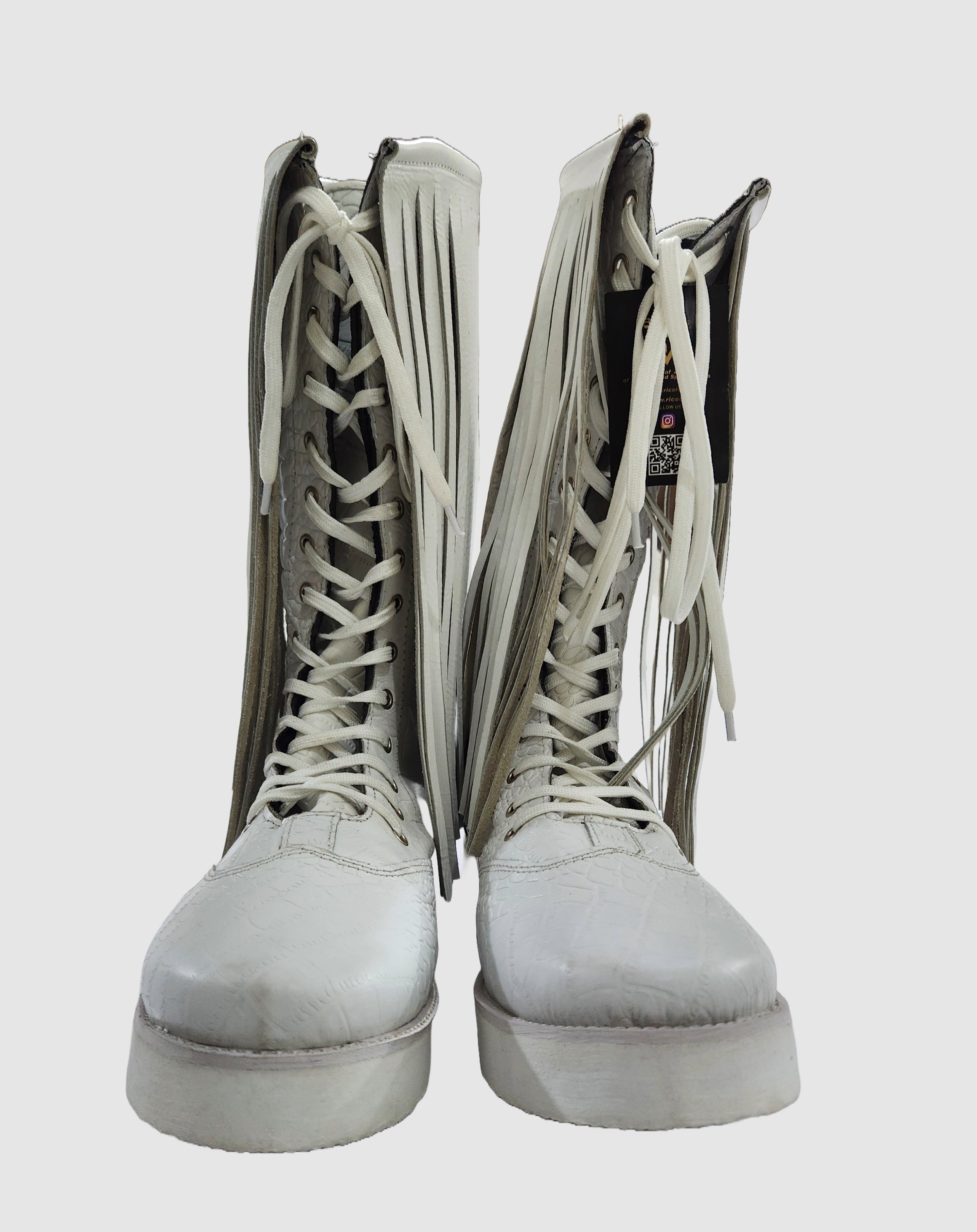 Professionele Stoeistewels met lang Leerfranjes, Handgemaak, 100% Oorspronklike Leer