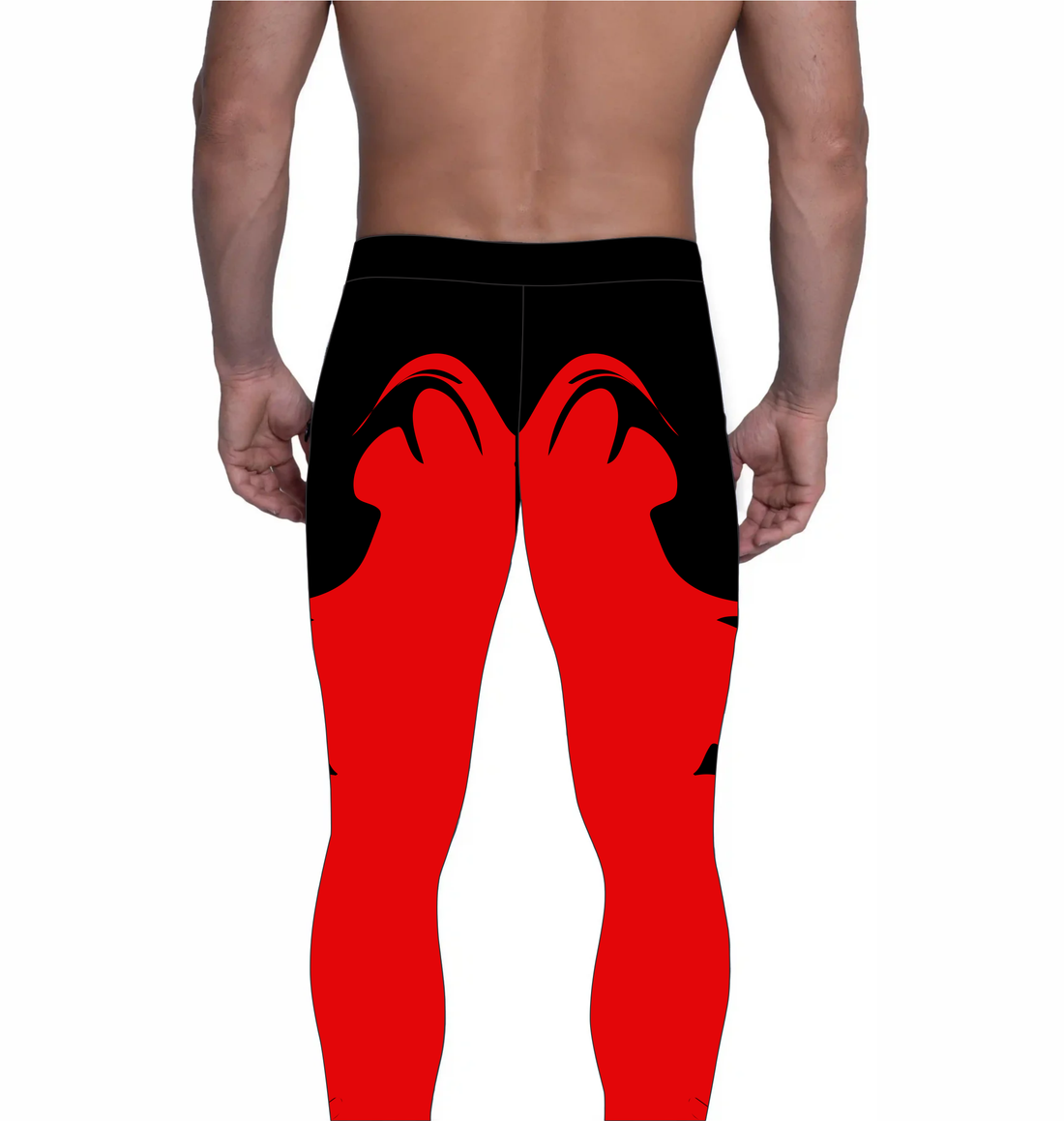 Red Demon Mask Wrestling Tights Customizable