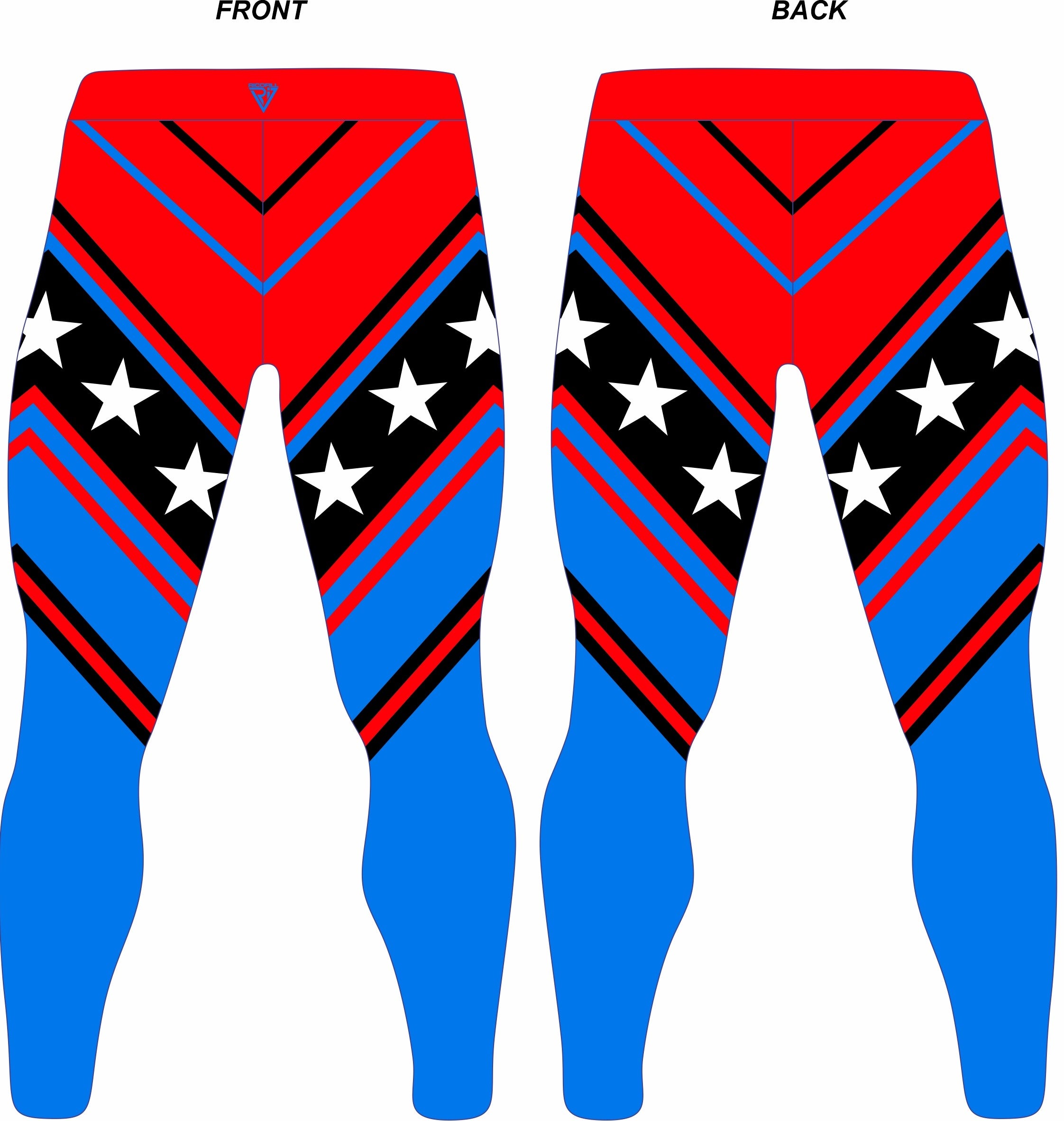 Patriotic Chevron Wrestling Tights, Red Blue Color, Customzable