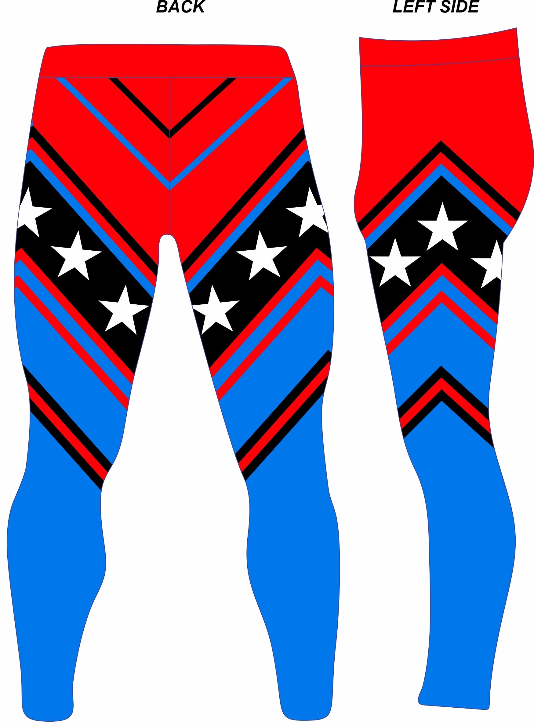Patriotic Chevron Wrestling Tights, Red Blue Color, Customzable