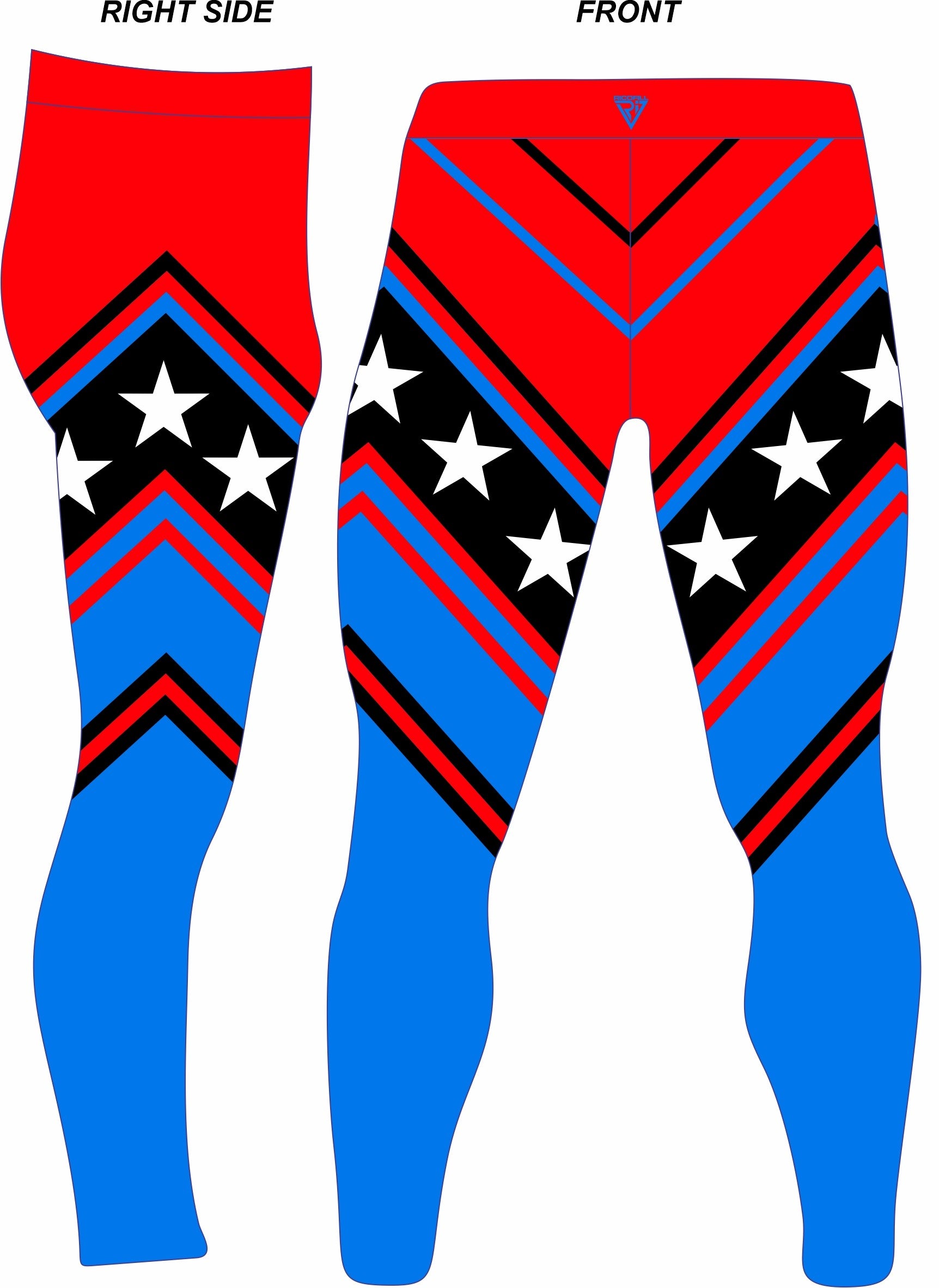 Patriotic Chevron Wrestling Tights, Red Blue Color, Customzable