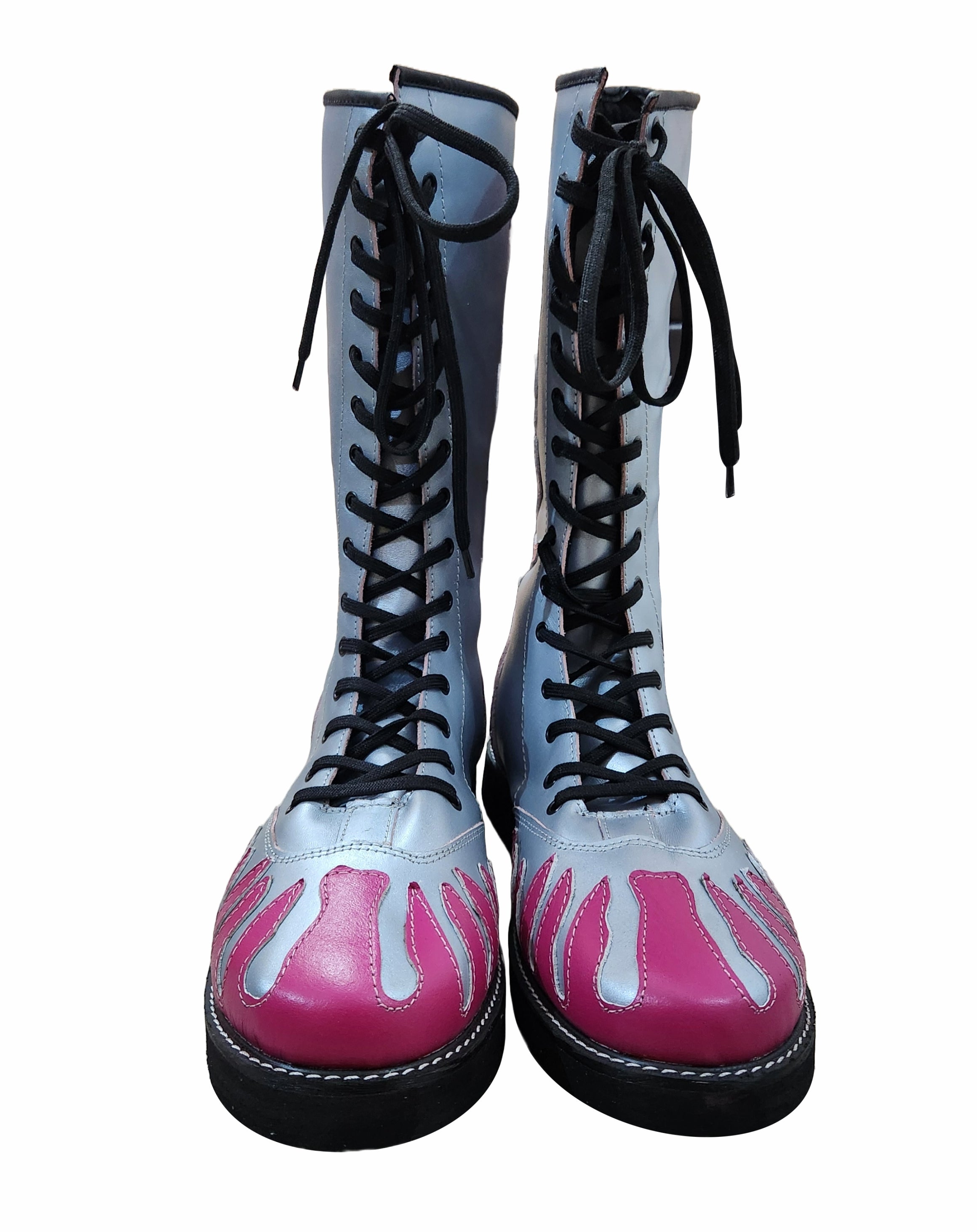 Professionele Stoeistewels, Handgemaak, 100% Oorspronklike Leer, Helderpienk Vuurstyl, Aanpasbare kleure