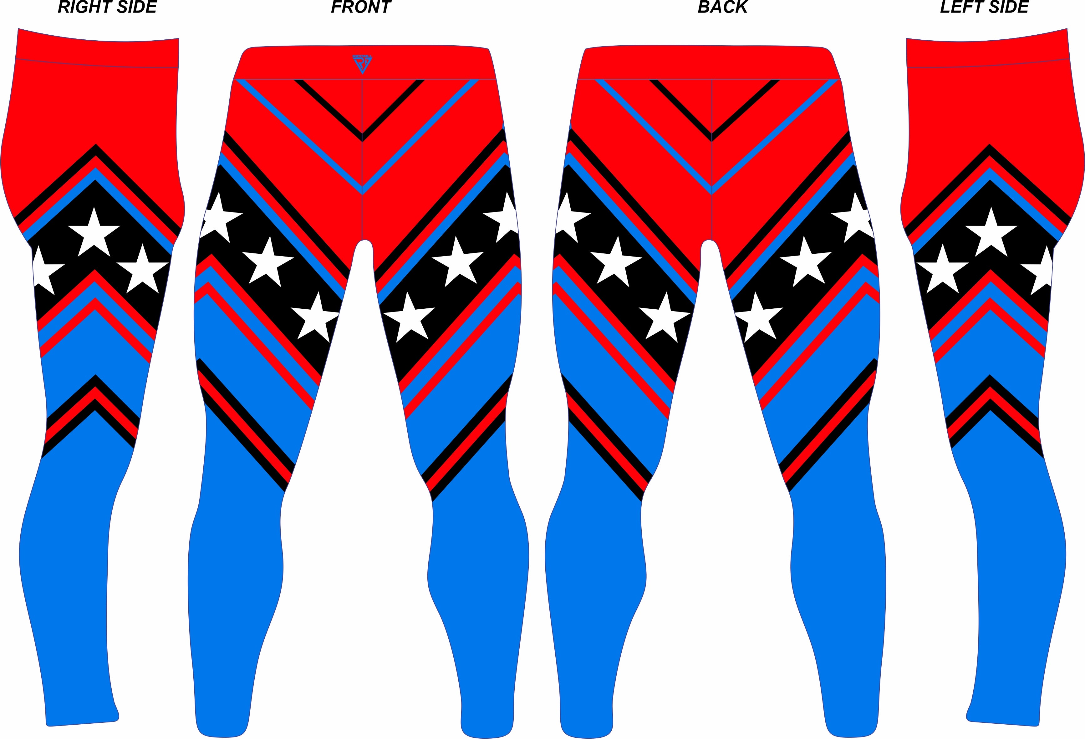 Patriotic Chevron Wrestling Tights, Red Blue Color, Customzable
