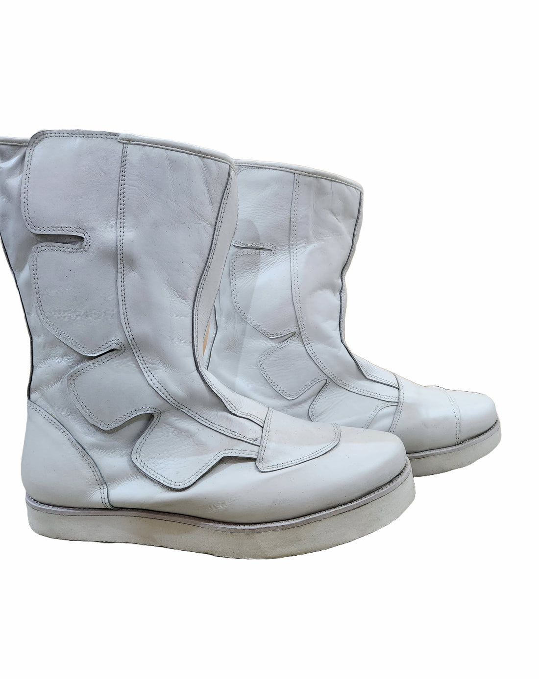 Wrestling Long Boots, Handmade, 100% Original Leather, Hook and Loop style, white ,  Customizable colors