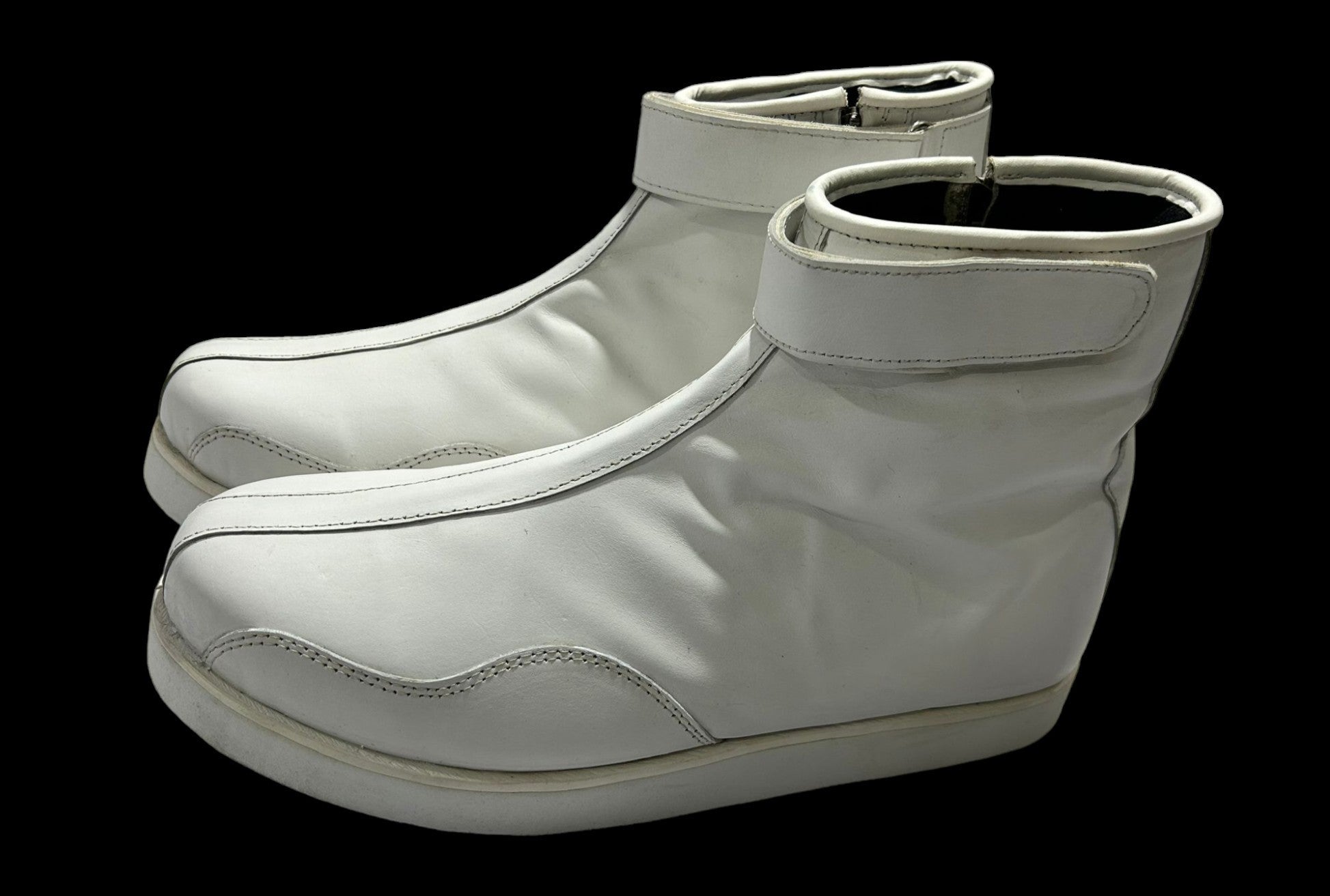Handgemaakte Professionele Stoeistewels, Lae Sny, 100% Oorspronklike Leer, Ritssluiting, Klittenbandstyl, Handgemaak, Wit Kleur