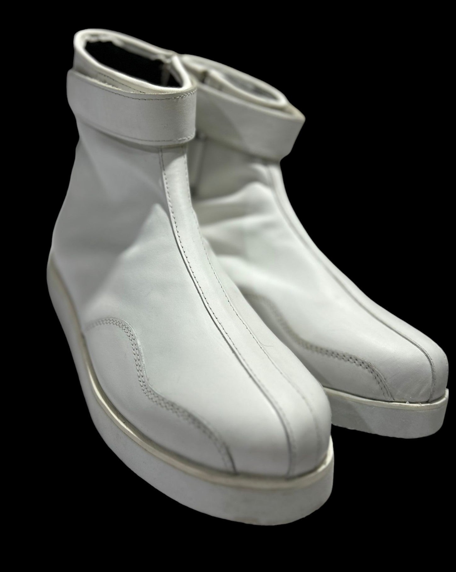 Handgemaakte Professionele Stoeistewels, Lae Sny, 100% Oorspronklike Leer, Ritssluiting, Klittenbandstyl, Handgemaak, Wit Kleur