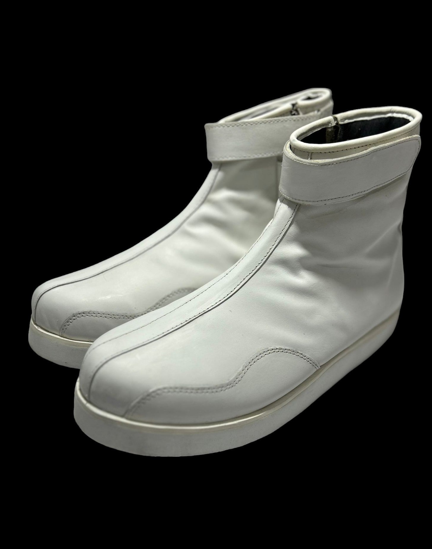 Handgemaakte Professionele Stoeistewels, Lae Sny, 100% Oorspronklike Leer, Ritssluiting, Klittenbandstyl, Handgemaak, Wit Kleur