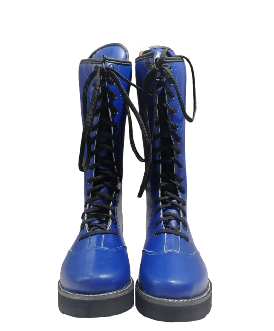 Stoeistewels, 100% egte leer, blou kleur, handgemaak, aanpasbaar