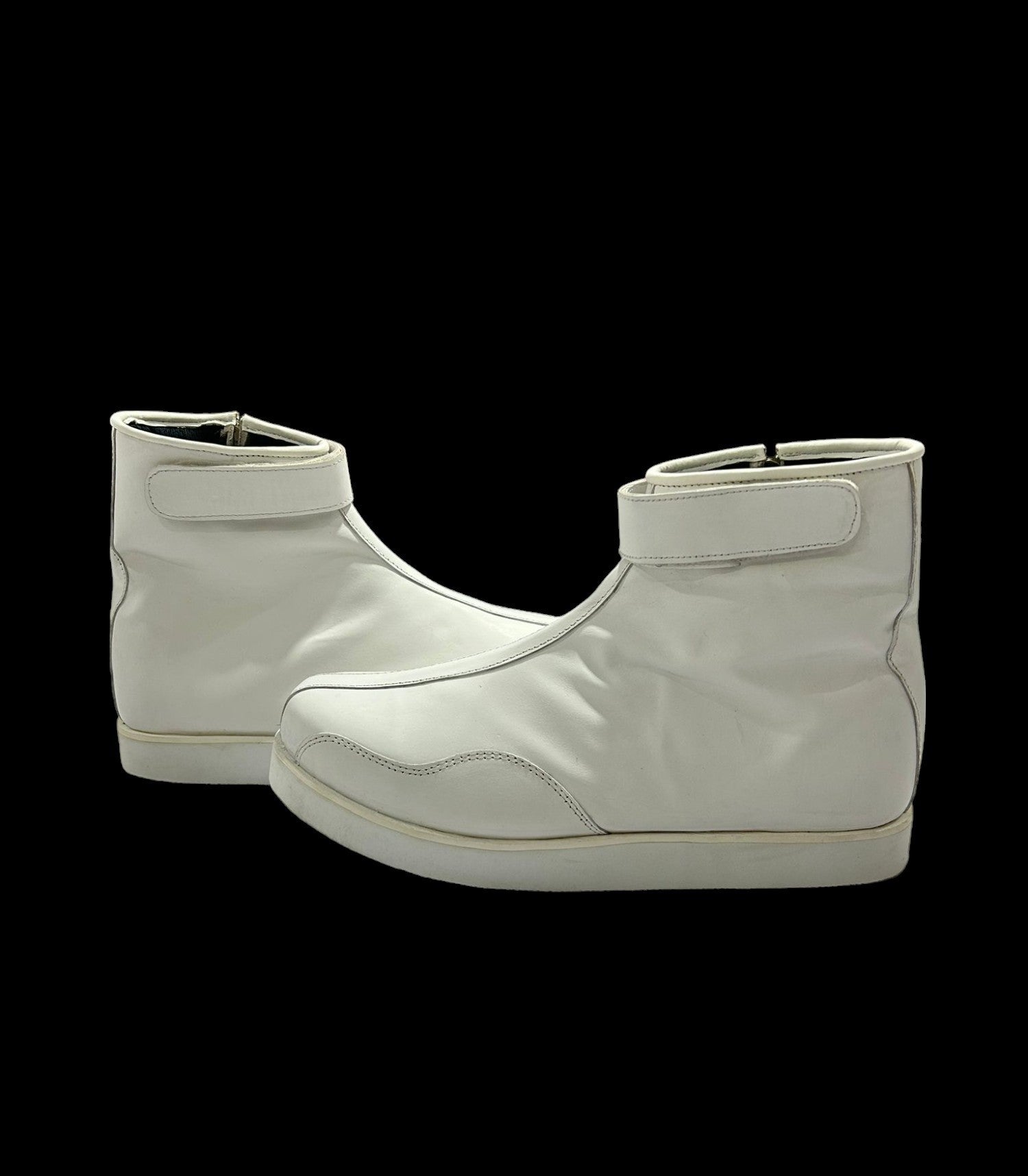 Handgemaakte Professionele Stoeistewels, Lae Sny, 100% Oorspronklike Leer, Ritssluiting, Klittenbandstyl, Handgemaak, Wit Kleur