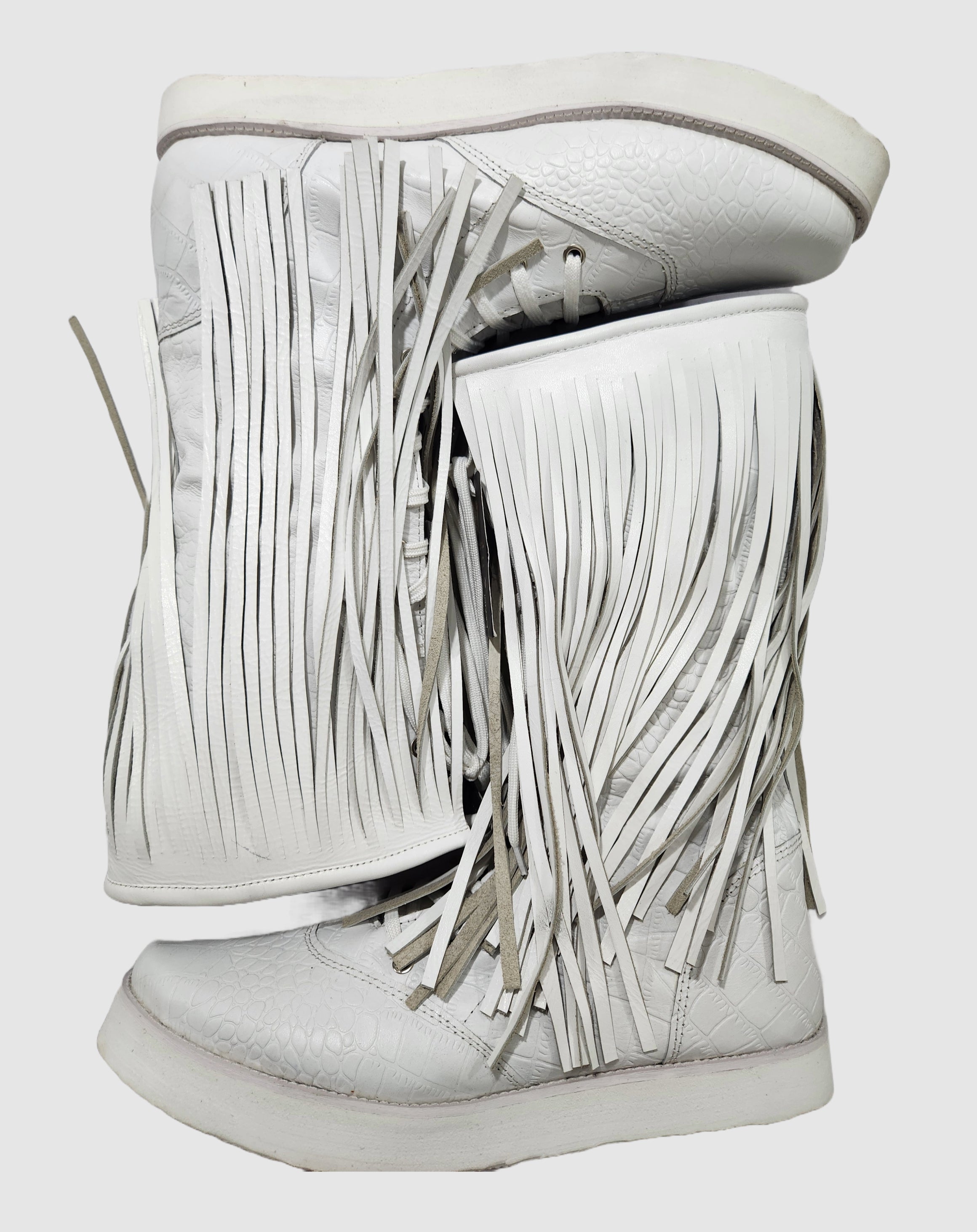 Professionele Stoeistewels met lang Leerfranjes, Handgemaak, 100% Oorspronklike Leer