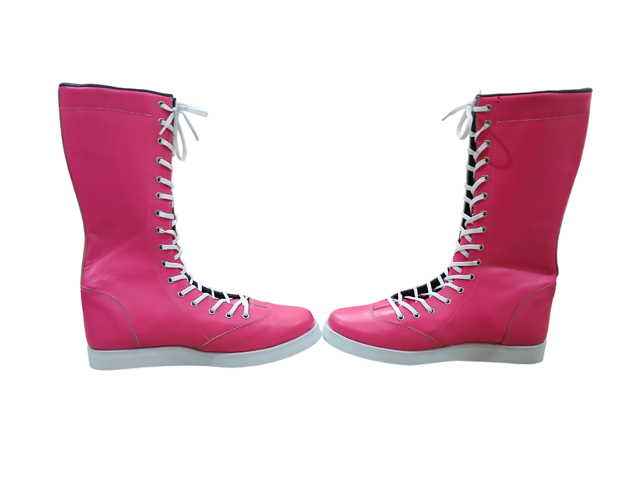 Pro Wrestling Boots, Macho Man Inspired, Handmade, 100% Pure Leather, Pink Color, White stars