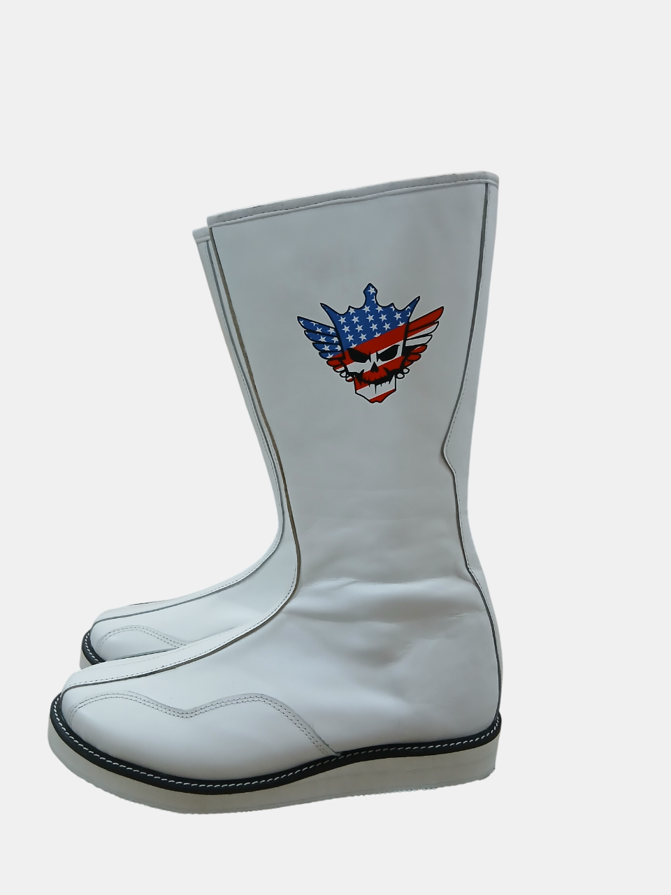 Pro Wrestling Boots, Handmade, White Color, Zip up Closure, Cody Style