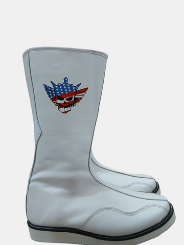 Pro Wrestling Boots, Handmade, White Color, Zip up Closure, Cody Style