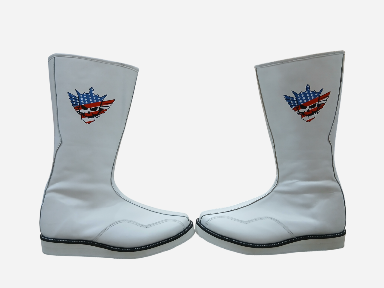 Pro Wrestling Boots, Handmade, White Color, Zip up Closure, Cody Style
