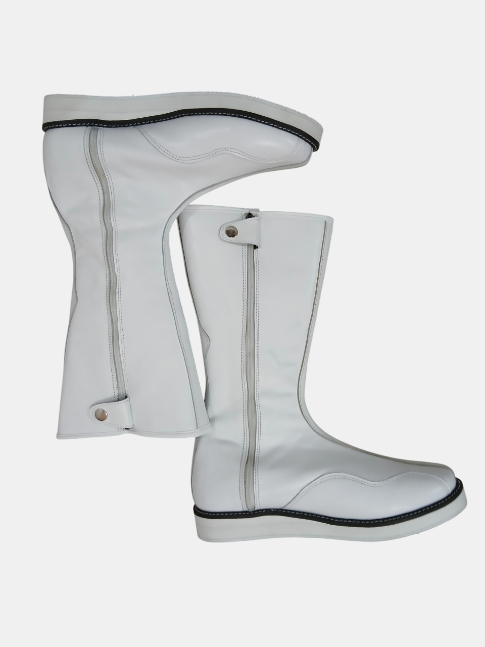 Pro Wrestling Boots, Handmade, White Color, Zip up Closure, Cody Style
