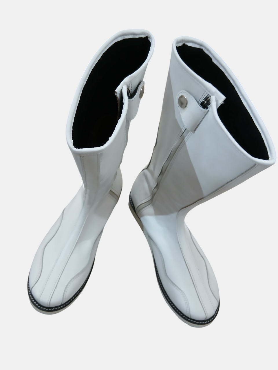 Pro Wrestling Boots, Handmade, White Color, Zip up Closure, Cody Style