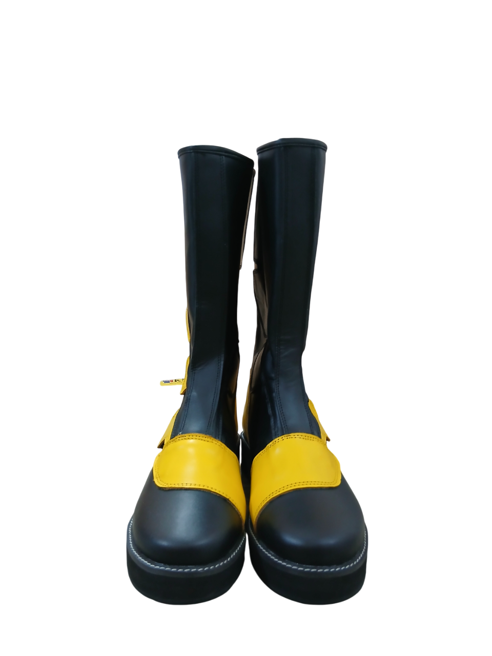 Professionele Stoeistewels, Handgemaak, 100% Oorspronklike Leer, Klittenbandstyl, Swart & Geel Kleur, Aanpasbaar