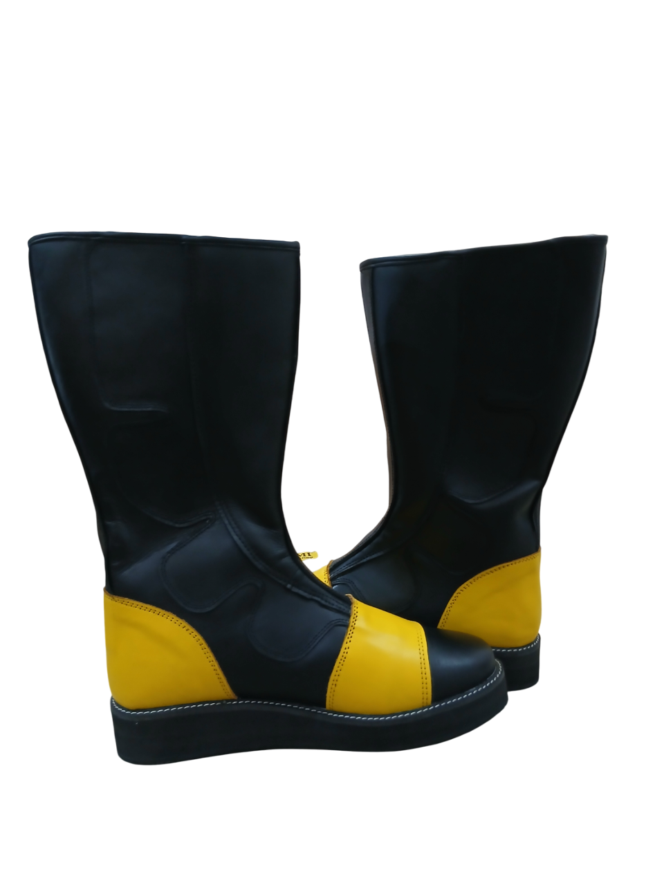 Professionele Stoeistewels, Handgemaak, 100% Oorspronklike Leer, Klittenbandstyl, Swart & Geel Kleur, Aanpasbaar