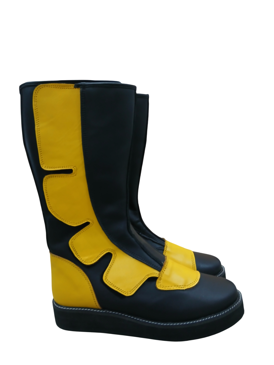 Professionele Stoeistewels, Handgemaak, 100% Oorspronklike Leer, Klittenbandstyl, Swart & Geel Kleur, Aanpasbaar