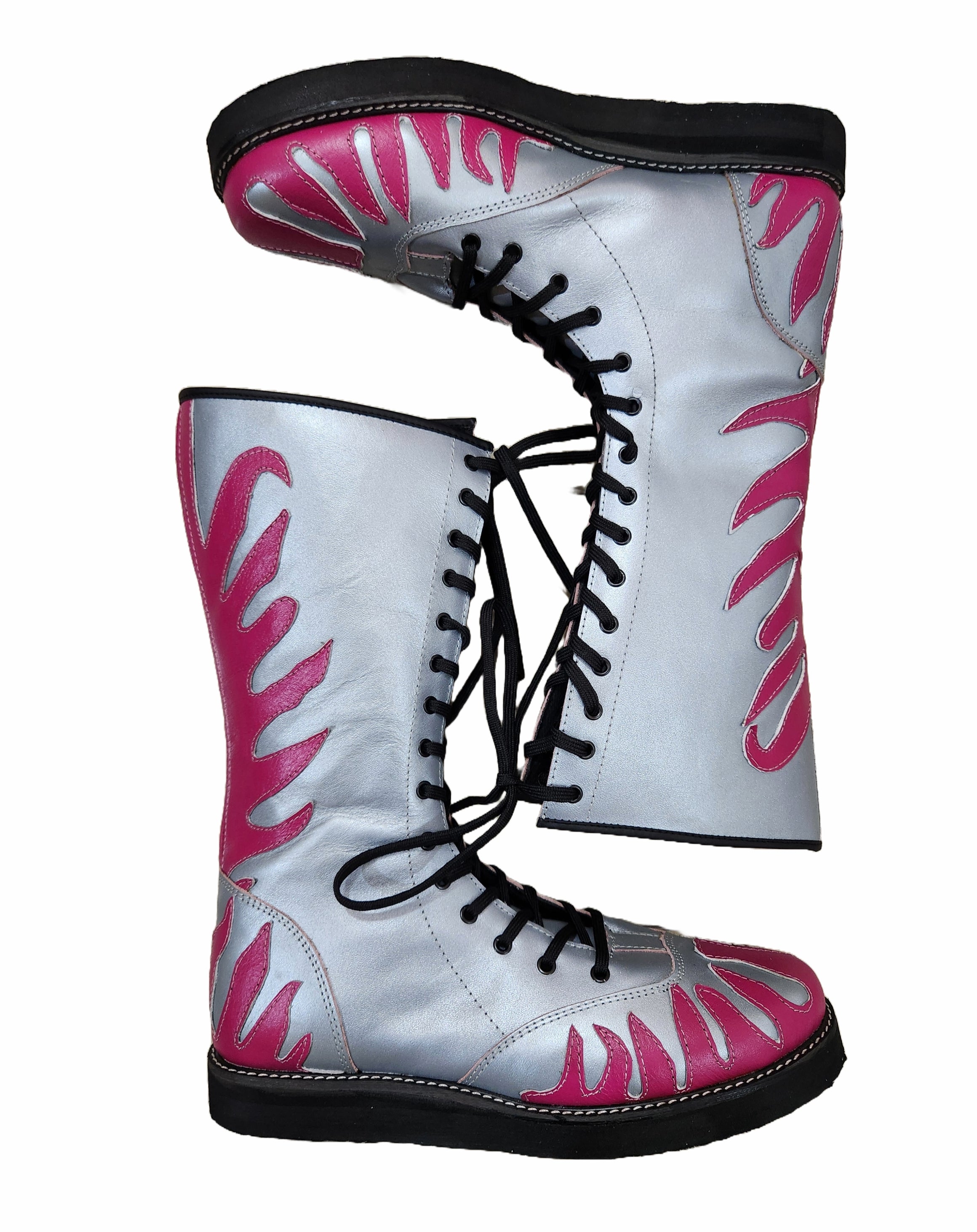 Professionele Stoeistewels, Handgemaak, 100% Oorspronklike Leer, Helderpienk Vuurstyl, Aanpasbare kleure