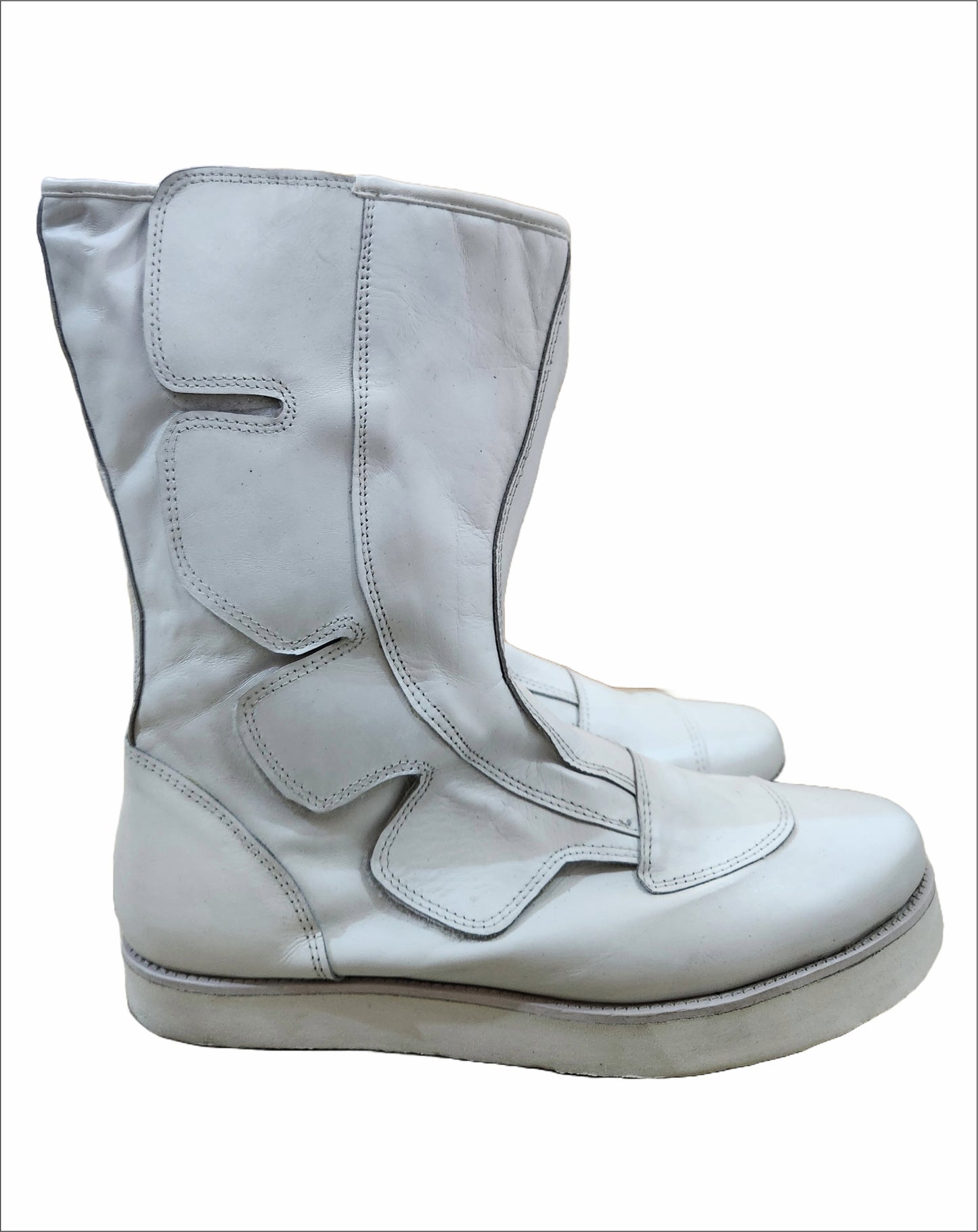 Wrestling Long Boots, Handmade, 100% Original Leather, Hook and Loop style, white ,  Customizable colors