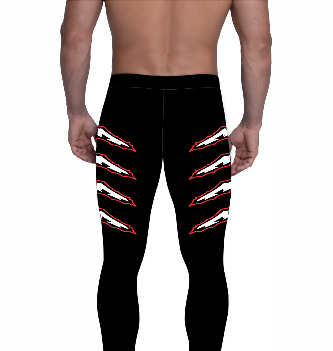 Men Pro Wrestling Tights, Black with Paws, Customizable