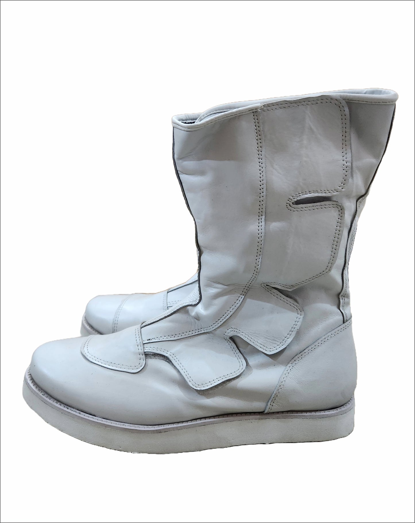 Wrestling Long Boots, Handmade, 100% Original Leather, Hook and Loop style, white ,  Customizable colors