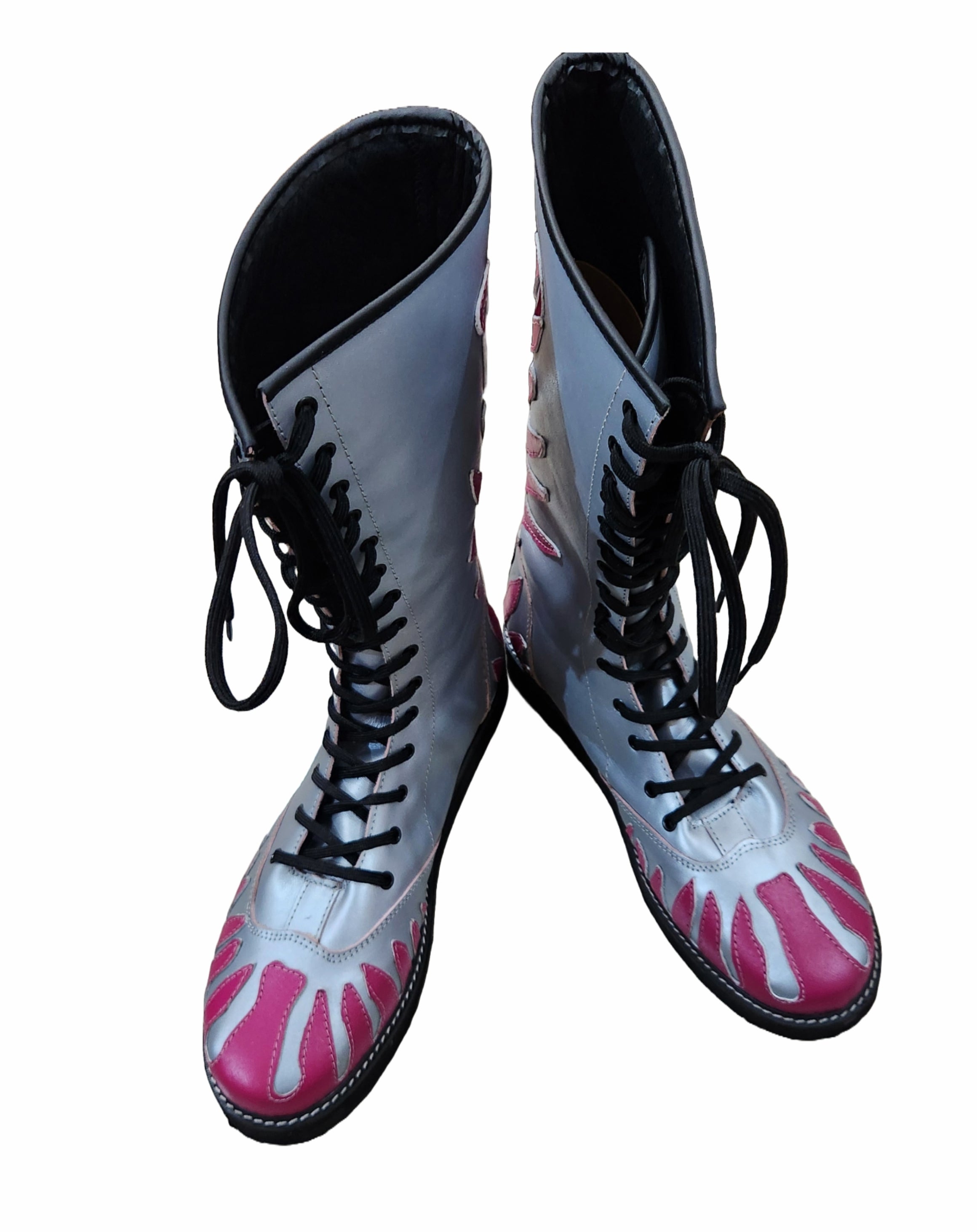 Professionele Stoeistewels, Handgemaak, 100% Oorspronklike Leer, Helderpienk Vuurstyl, Aanpasbare kleure