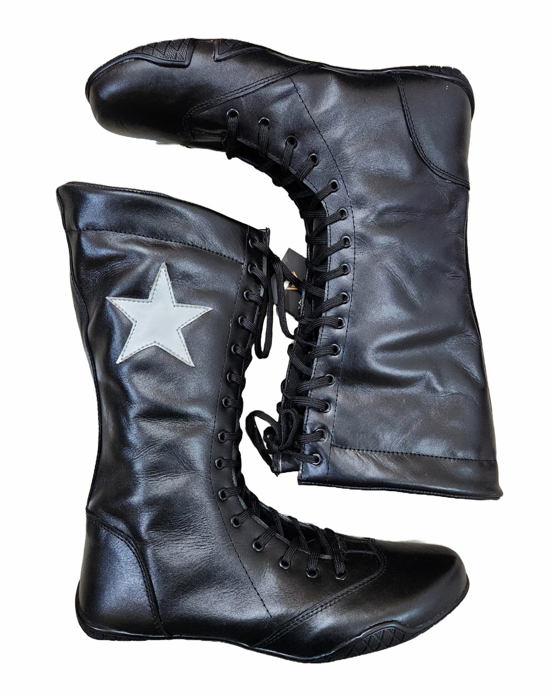 Pro Wrestling Boots, Flat Sole, Handmade, 100% Original Leather, Black Color, Customizable