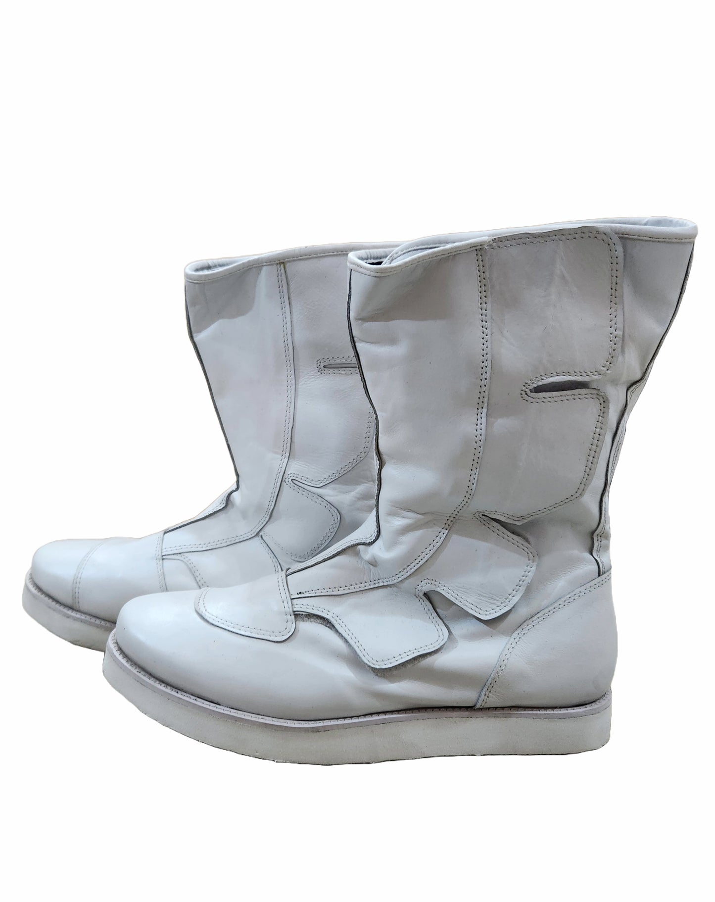 Wrestling Long Boots, Handmade, 100% Original Leather, Hook and Loop style, white ,  Customizable colors