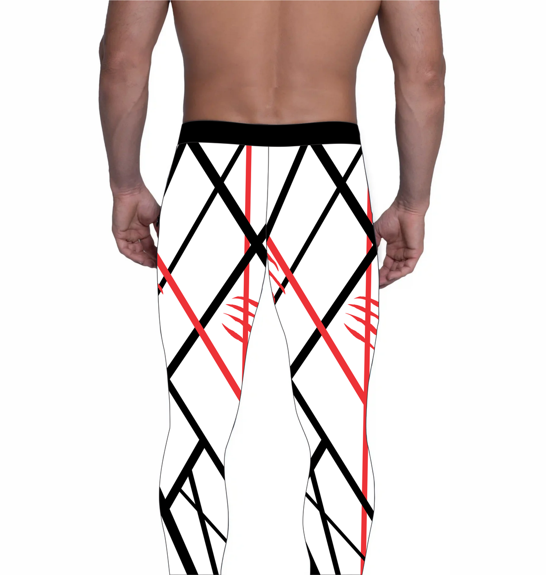 White Grid Claw Wrestling Tights, Customizable