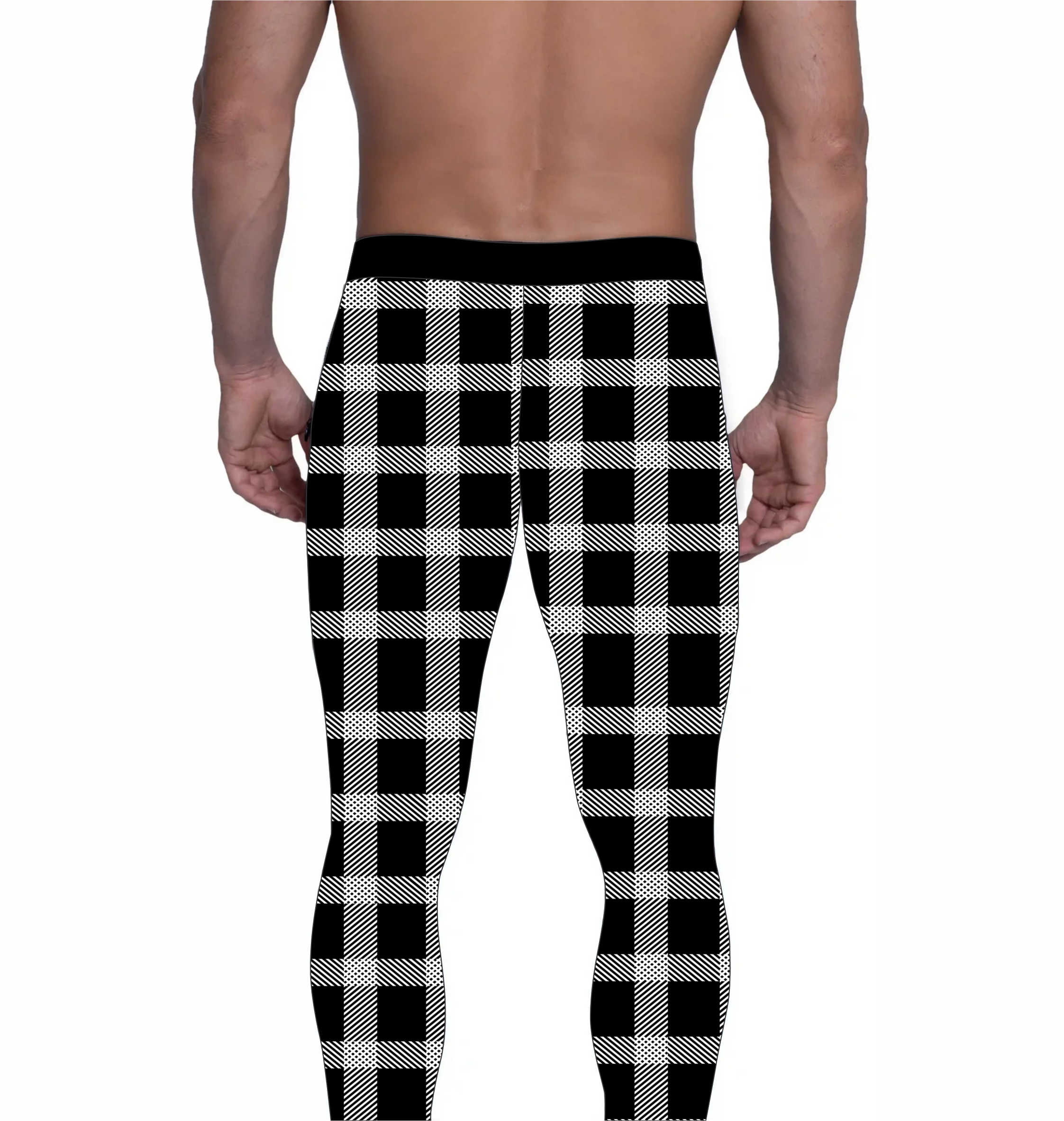 Black & White Plaid wrestling tights, Stretchable and Customized Colors