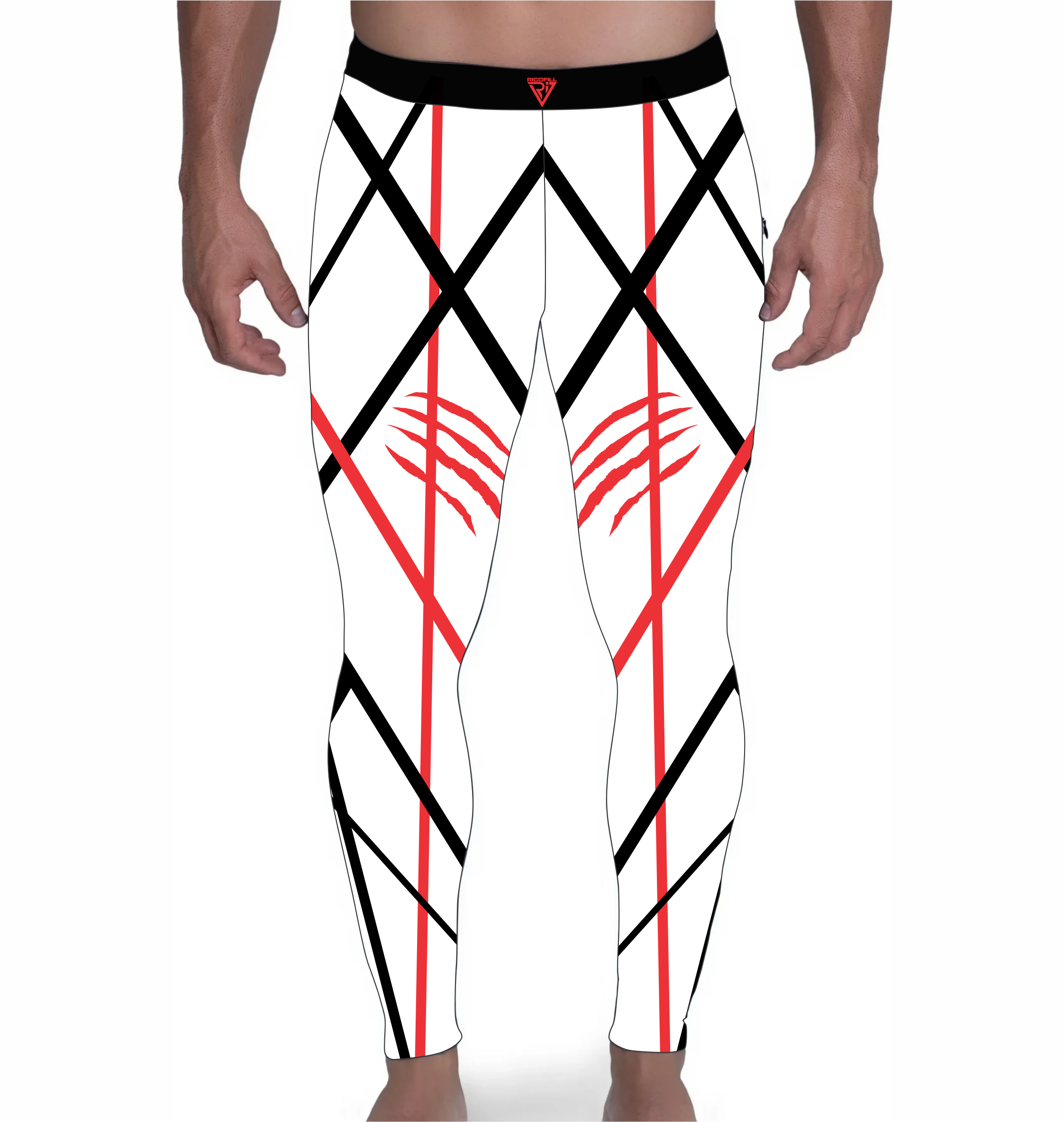 White Grid Claw Wrestling Tights, Customizable