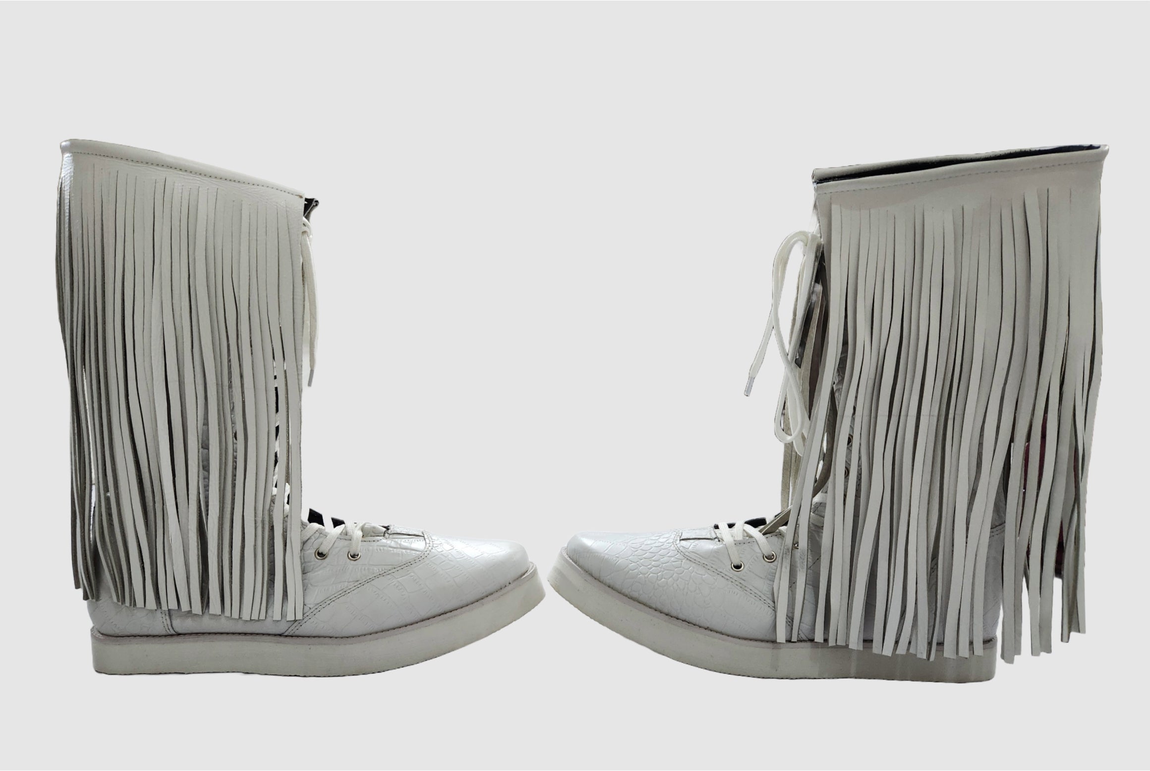 Professionele Stoeistewels met lang Leerfranjes, Handgemaak, 100% Oorspronklike Leer