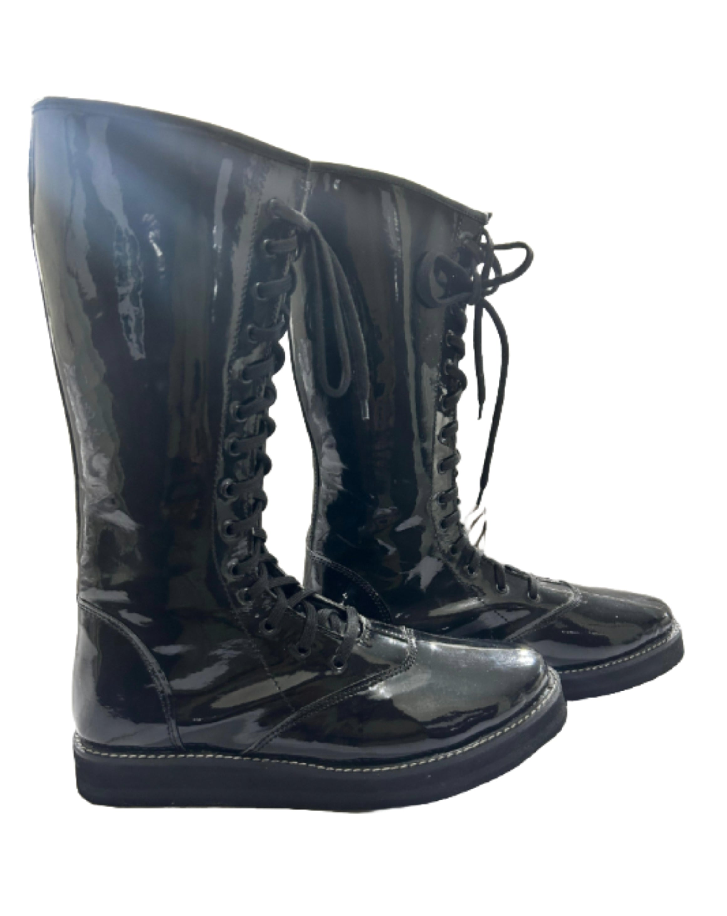 Professionele Stoeistewels, Handgemaak, Patent Swart Glansende Kleur, DX Leer