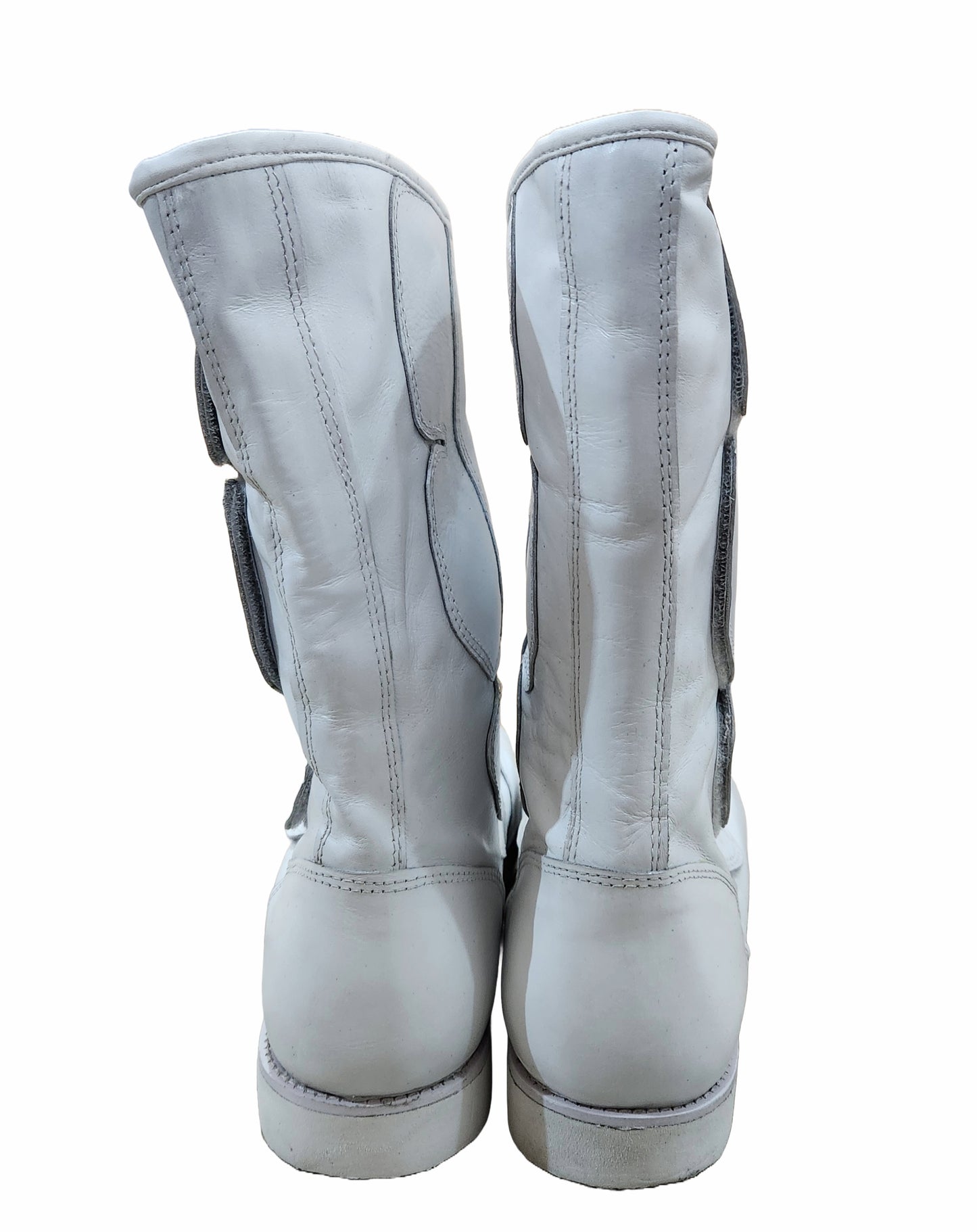 Wrestling Long Boots, Handmade, 100% Original Leather, Hook and Loop style, white ,  Customizable colors