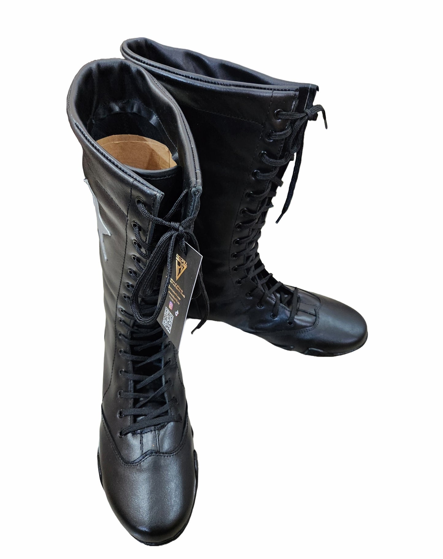 Pro Wrestling Boots, Flat Sole, Handmade, 100% Original Leather, Black Color, Customizable