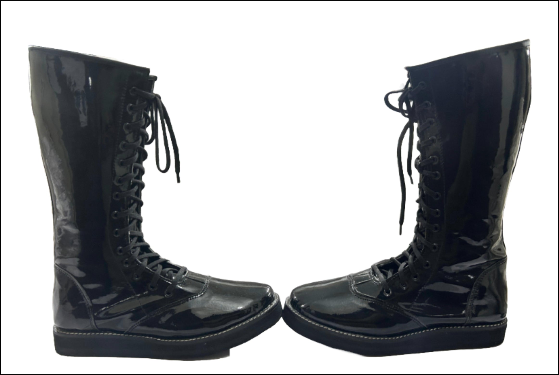 Professionele Stoeistewels, Handgemaak, Patent Swart Glansende Kleur, DX Leer