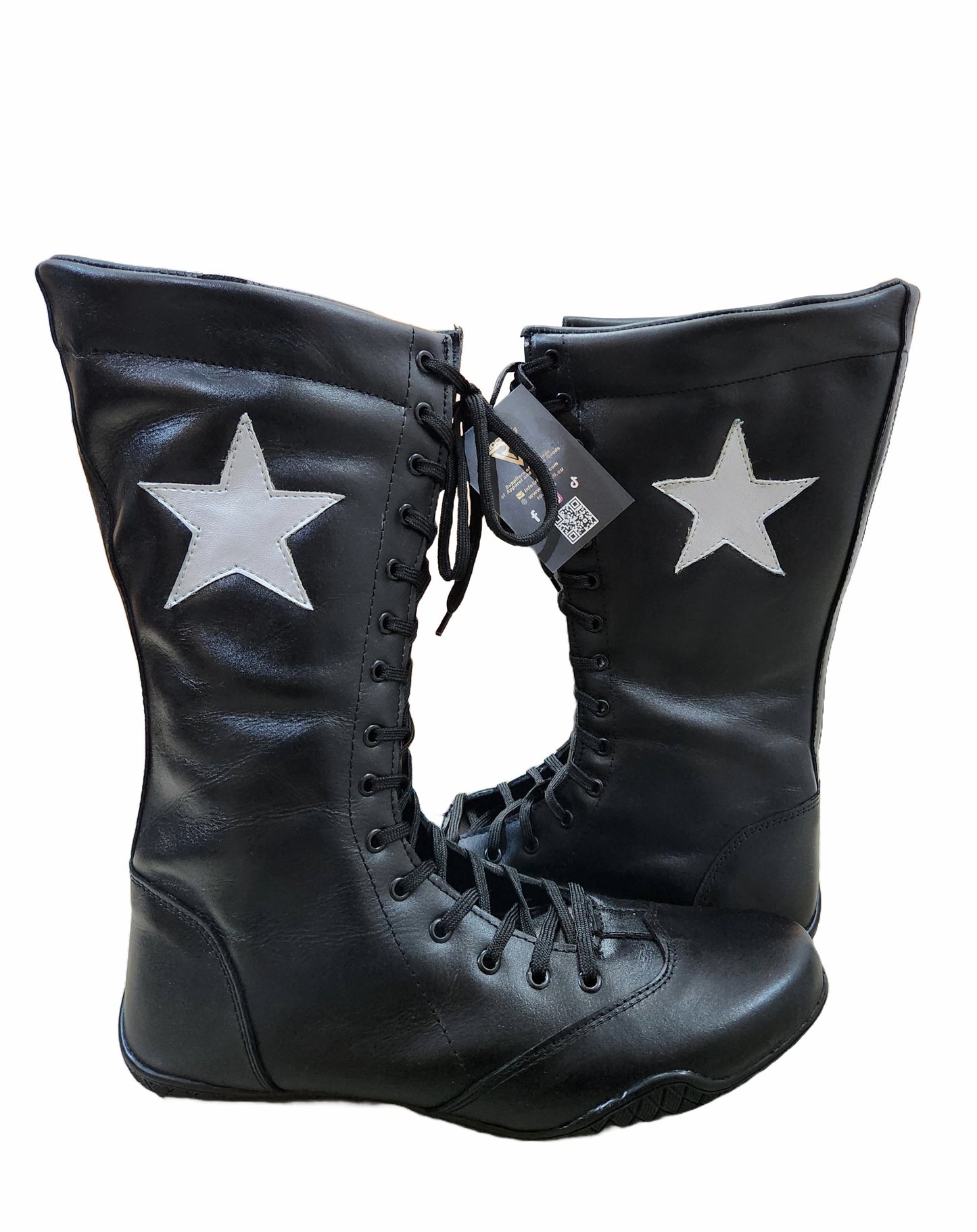 Pro Wrestling Boots, Flat Sole, Handmade, 100% Original Leather, Black Color, Customizable