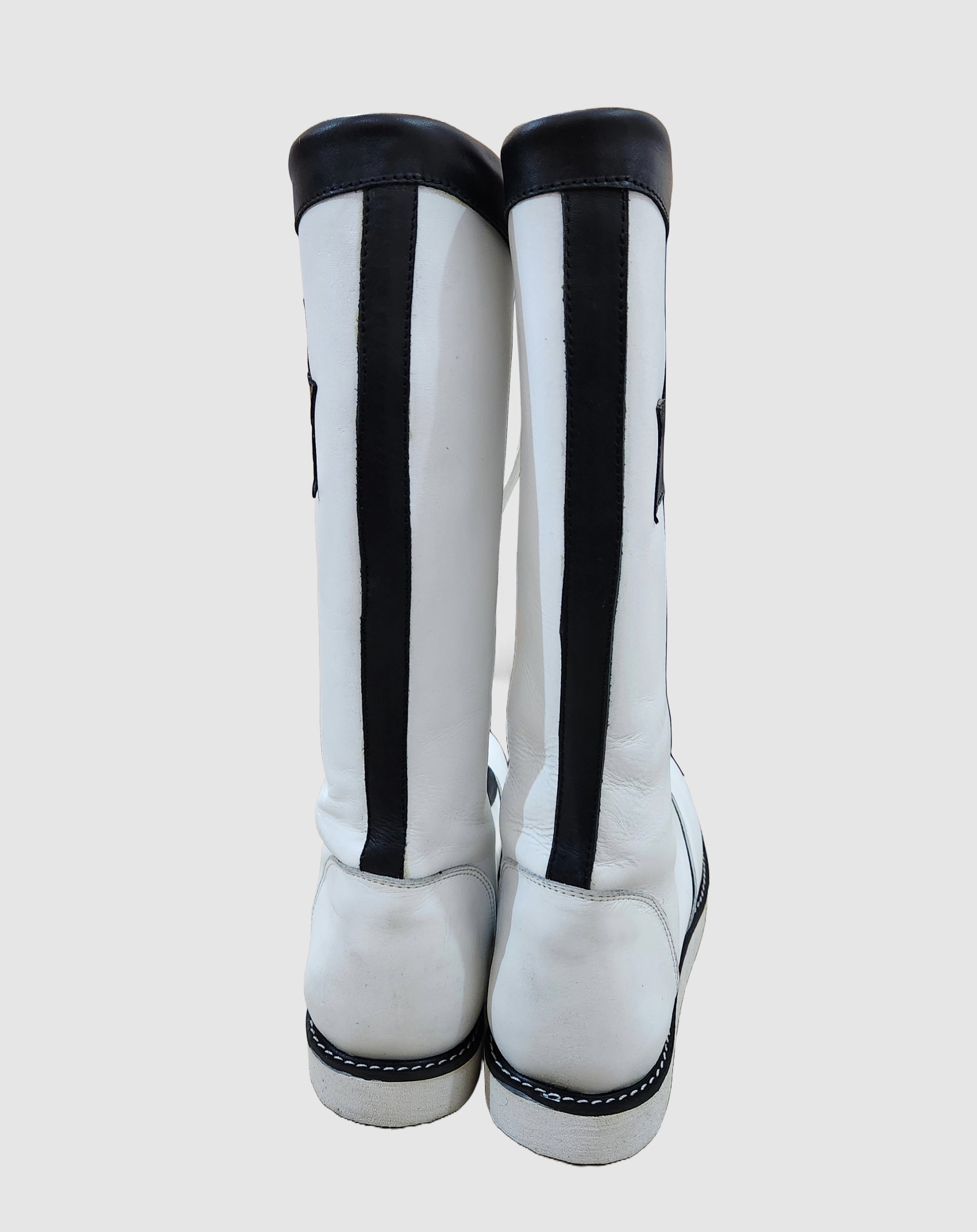 Pro Wrestling Star-stewels, handgemaak, 100% oorspronklike leer, vetersluitingstyl in wit en swart