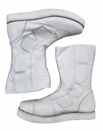 Wrestling Long Boots, Handmade, 100% Original Leather, Hook and Loop style, white ,  Customizable colors