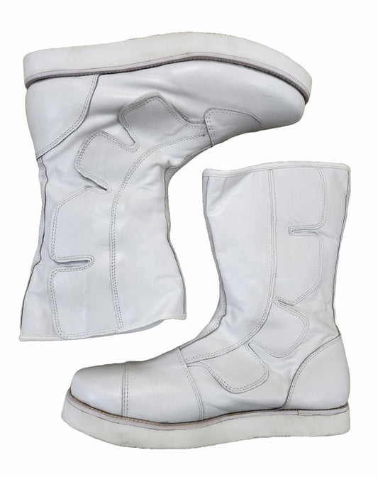 Wrestling Long Boots, Handmade, 100% Original Leather, Hook and Loop style, white ,  Customizable colors