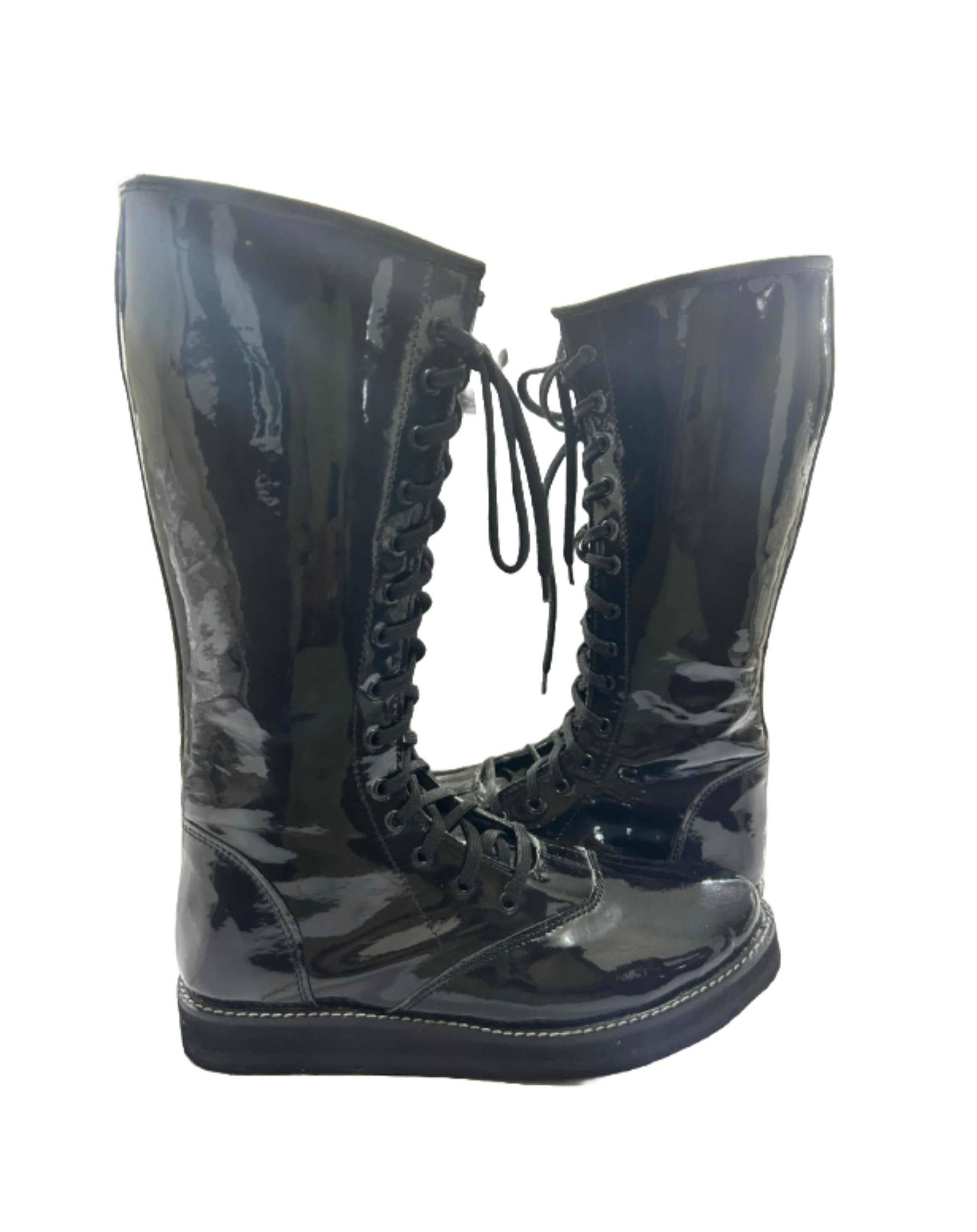 Professionele Stoeistewels, Handgemaak, Patent Swart Glansende Kleur, DX Leer