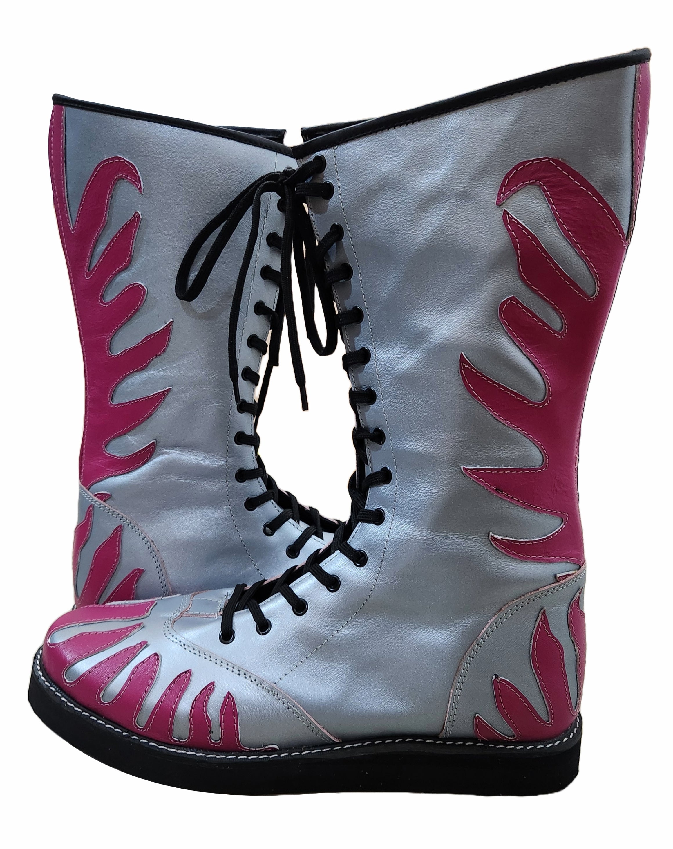 Professionele Stoeistewels, Handgemaak, 100% Oorspronklike Leer, Helderpienk Vuurstyl, Aanpasbare kleure