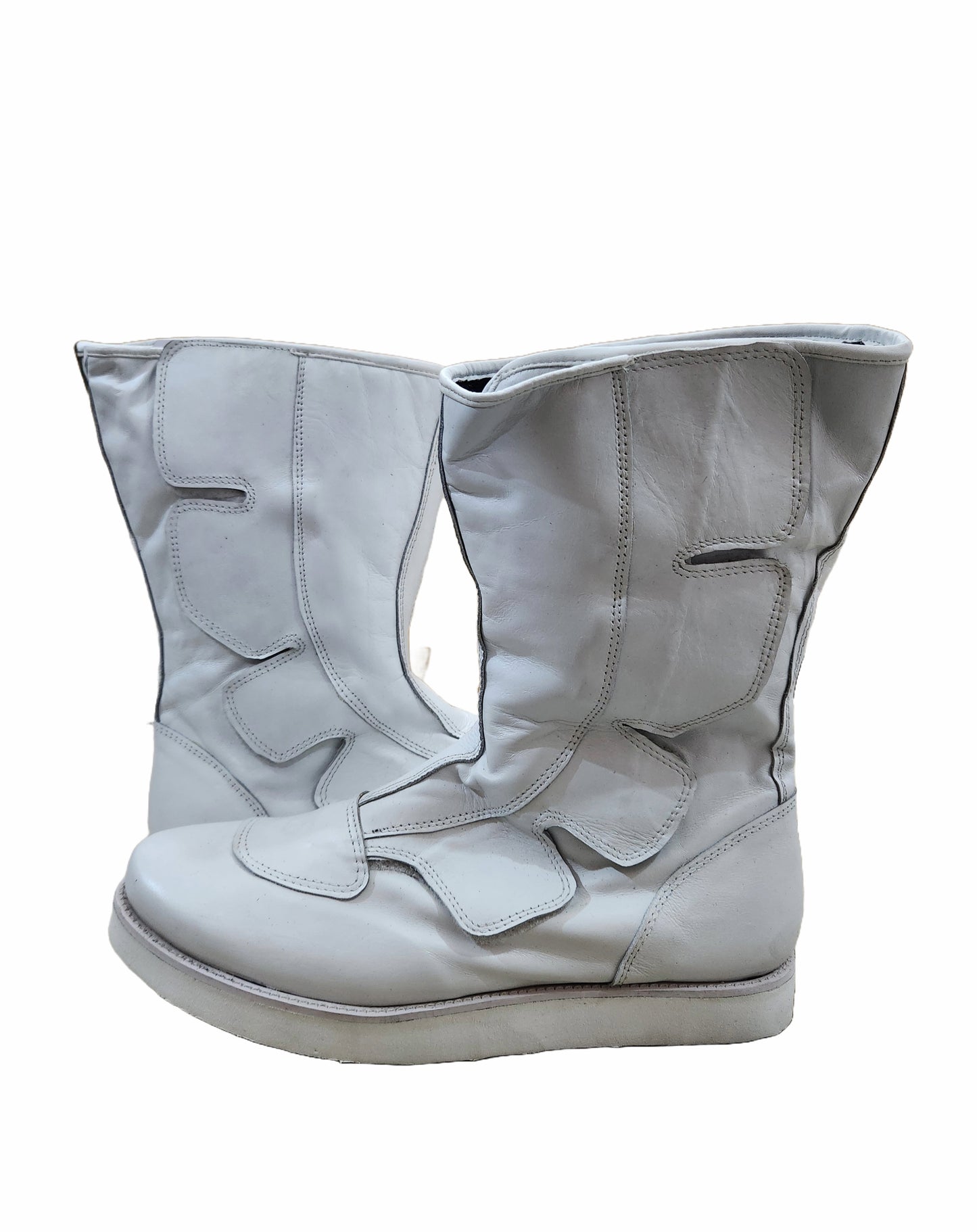 Wrestling Long Boots, Handmade, 100% Original Leather, Hook and Loop style, white ,  Customizable colors