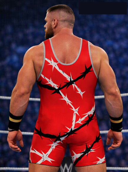 Wire Rage Dominator Wrestling Singlet – Red & Silver black barbwire
